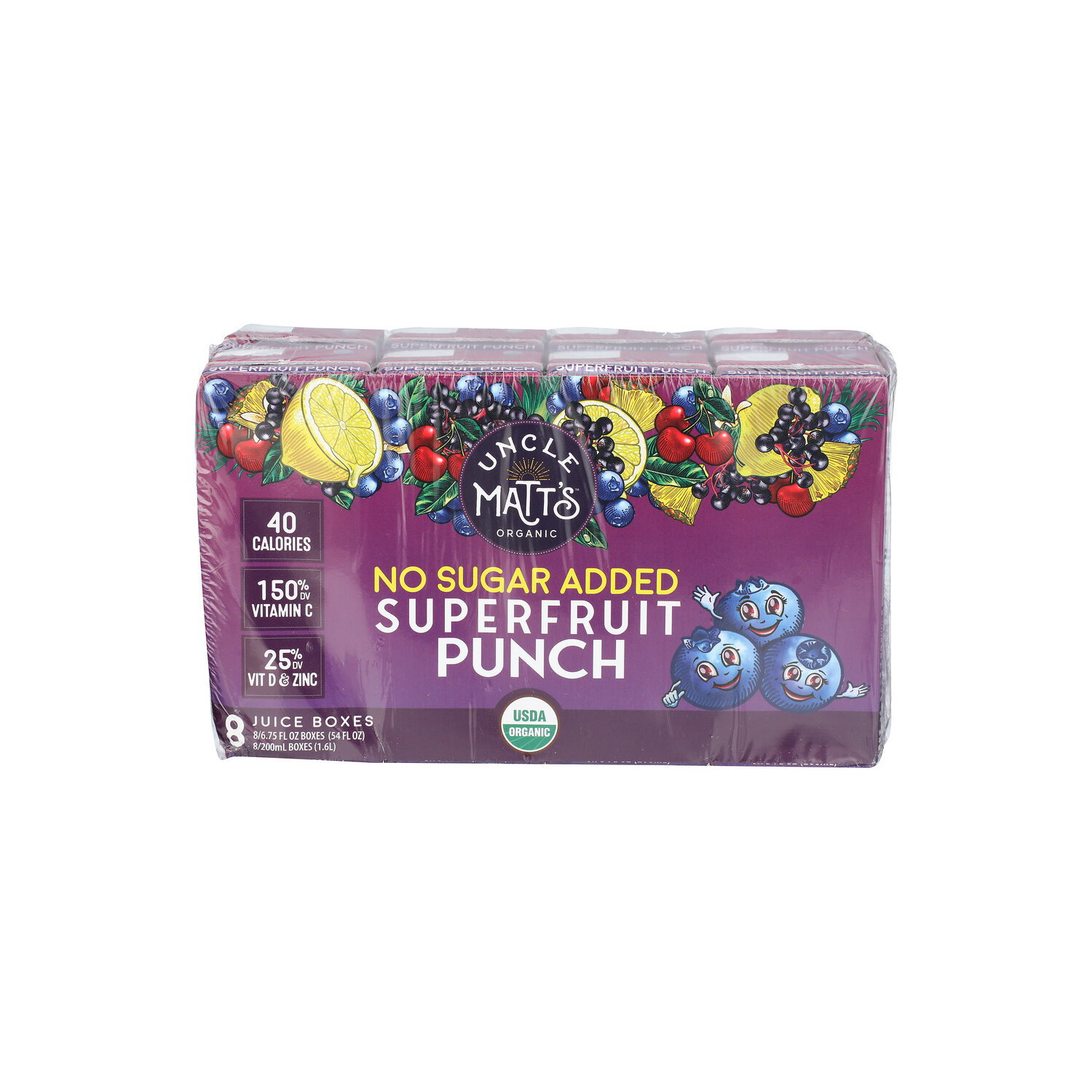 Uncle Matt's Organic No Sugar Added Superfruit Punch Juice Boxes - 6.75 Fluid Ounce - 8 Count Image 1 of 3