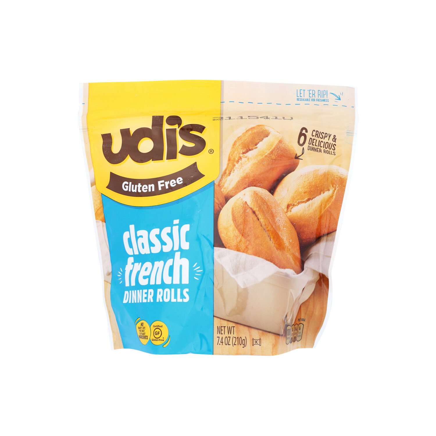 udi's Gluten Free Classic French Dinner Roll - 1.233 Ounce - 6 Count Image 1 of 4