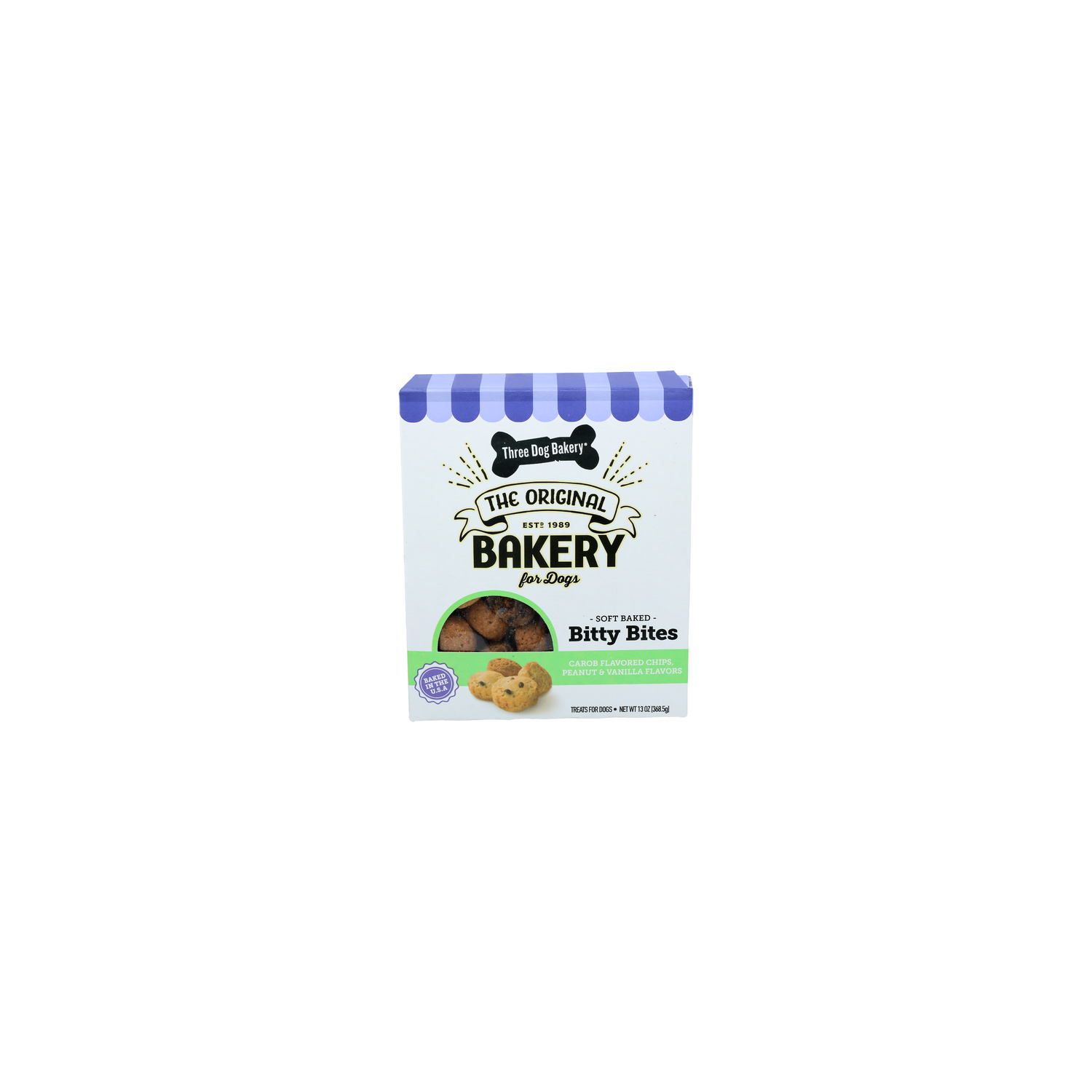 Three Dog Bakery Carob Flavored Chips, Peanut & Vanilla Flavors Treats For Dogs - 13 Ounce Image 1 of 4