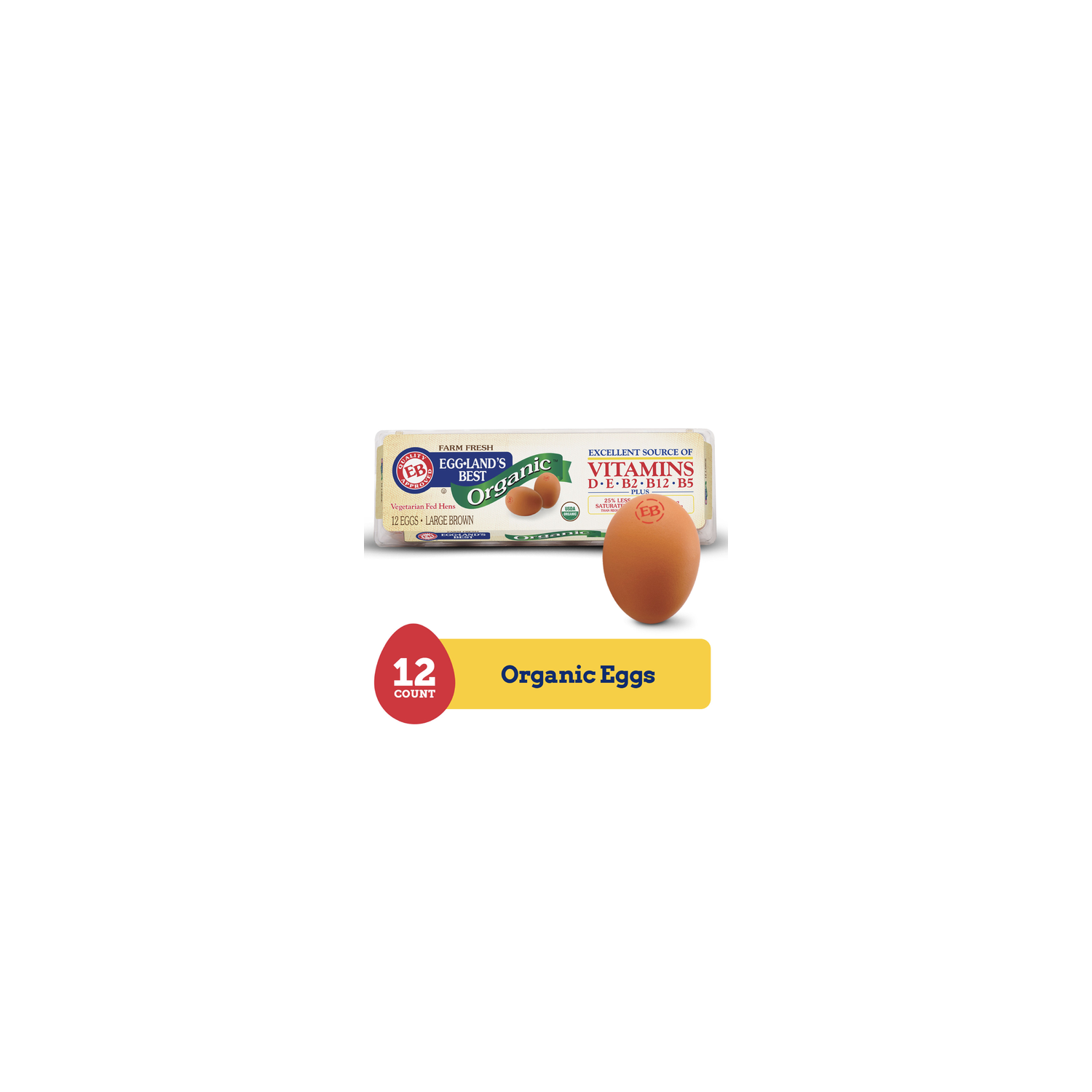 Eggland's Best 100% Usda Organic Certified Large Brown Eggs - 2 Ounce - 12 Count Image 1 of 3