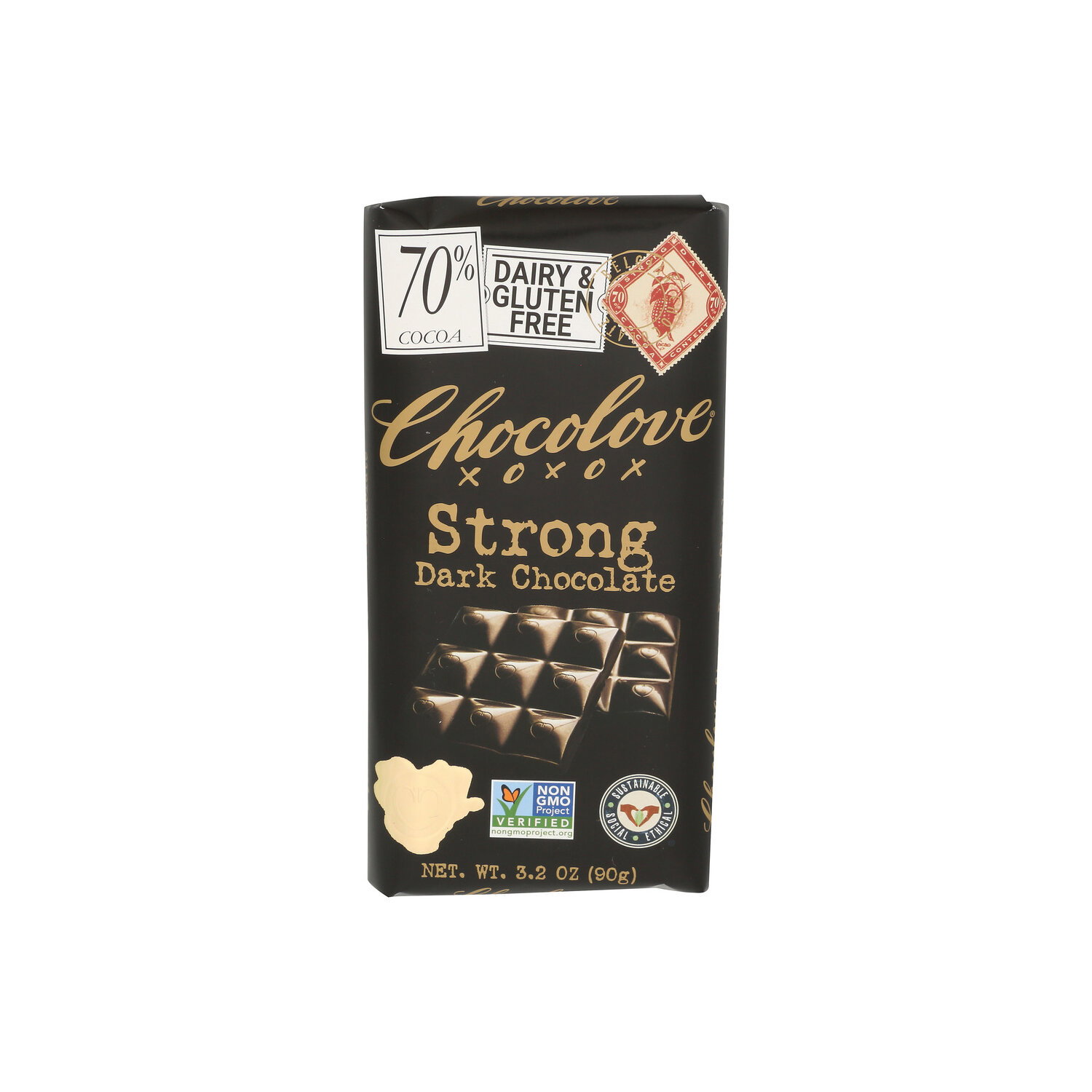 Chocolove 70% Cocoa Strong Dark Chocolate Bar - 3.2 Ounce - Super