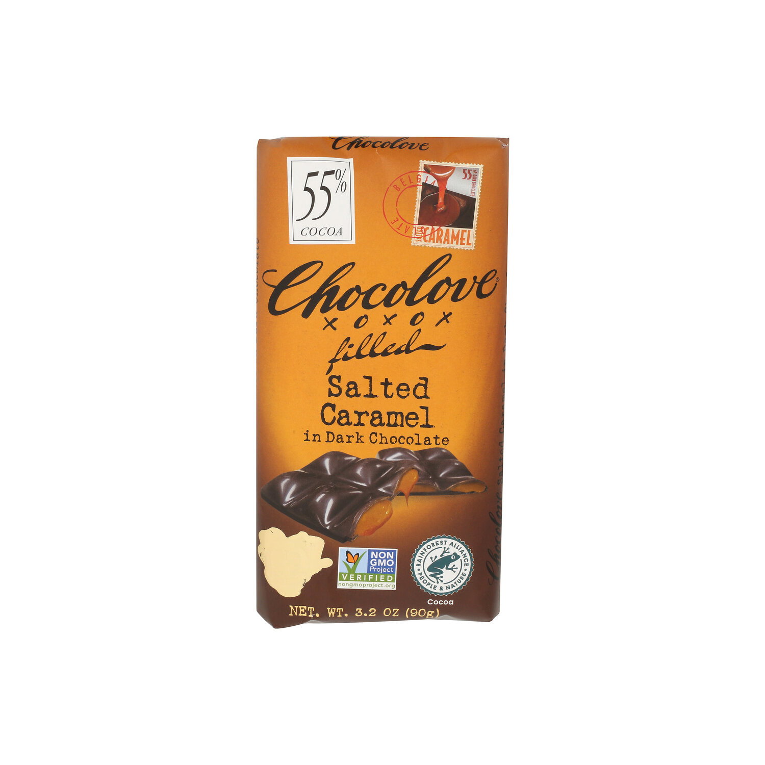 Chocolove Chocolate Salted Caramel Formed Bar 55% Cocoa Dark - 3.2 Ounce Image 1 of 4