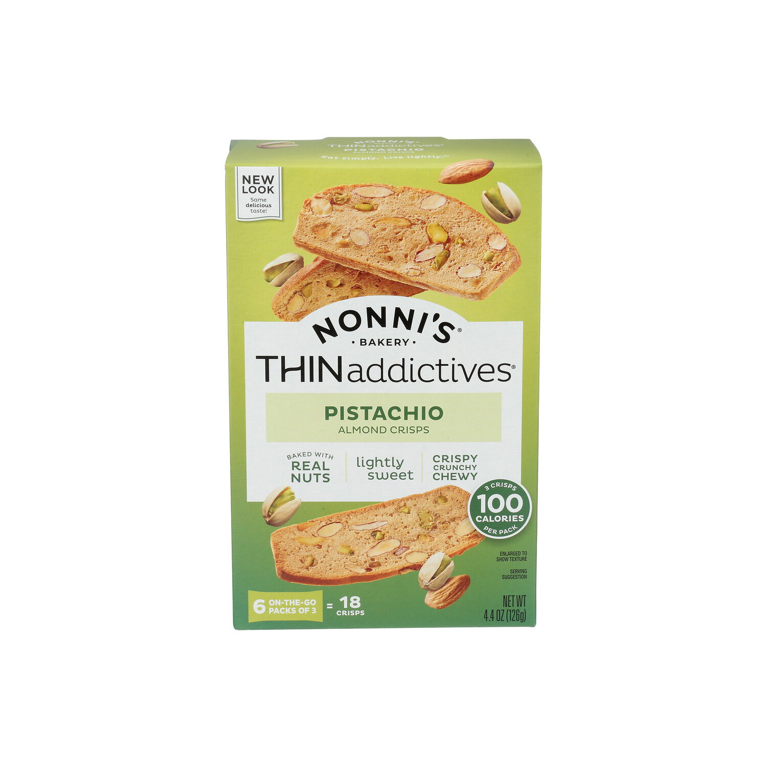 NONNI's Thinaddictives Pistachio Almond Thins Cookies - 0.244 Ounce - 18 Count Image 1 of 4