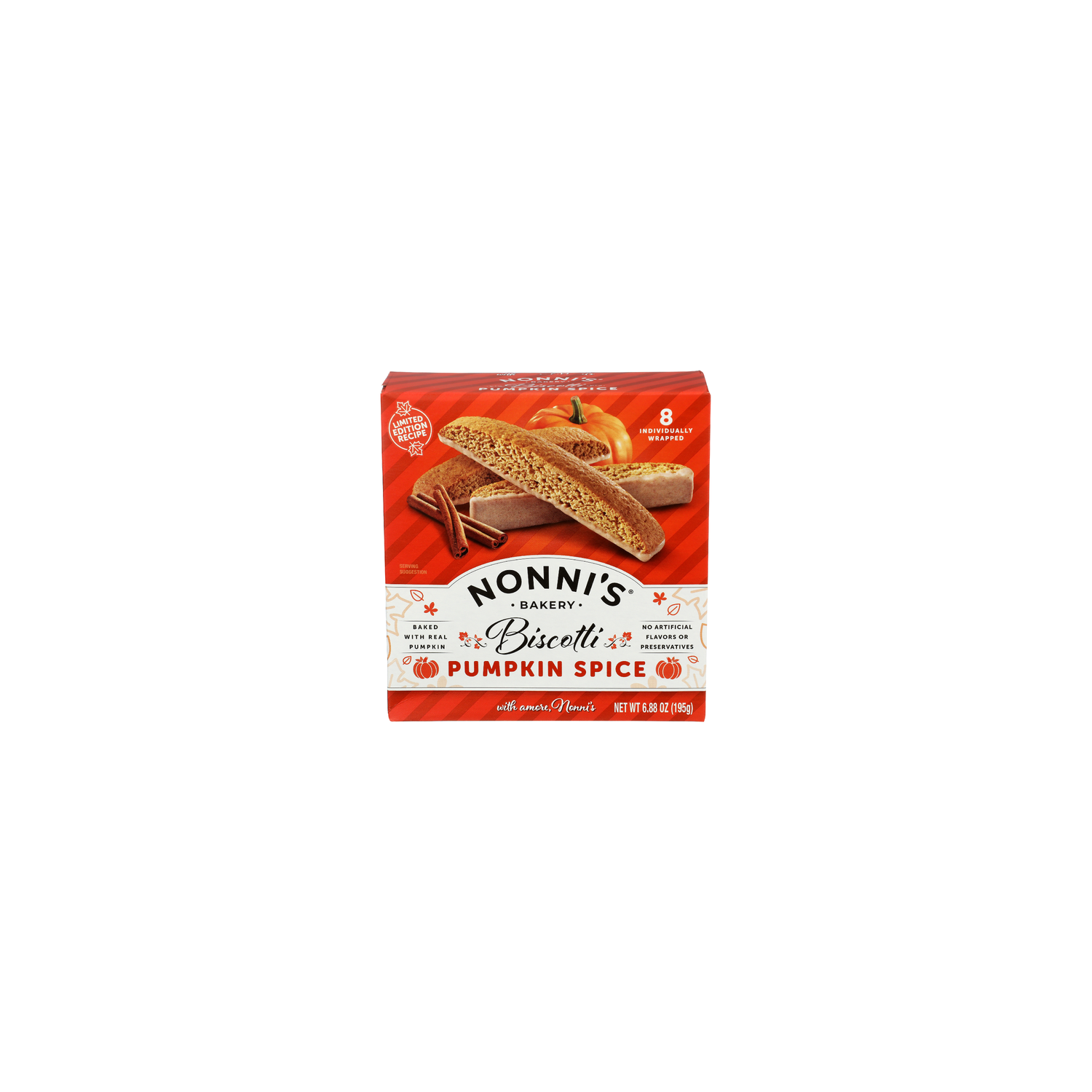 NONNI's Pumpkin Spice Biscotti - 0.86 Ounce - 8 Count Image 1 of 4
