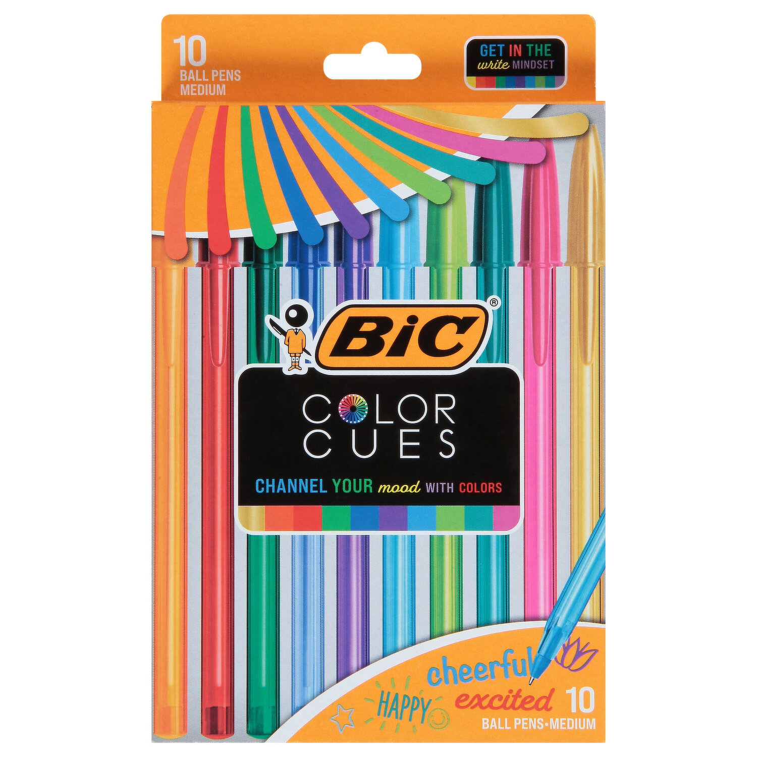 BiC Ball Pens, Color Cues, Medium - 10 Each