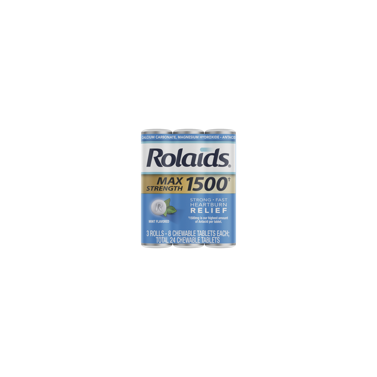 Rolaids Max Strength 1500 Antacid, Mint Flavor, Chewable Tablet - 24 Count