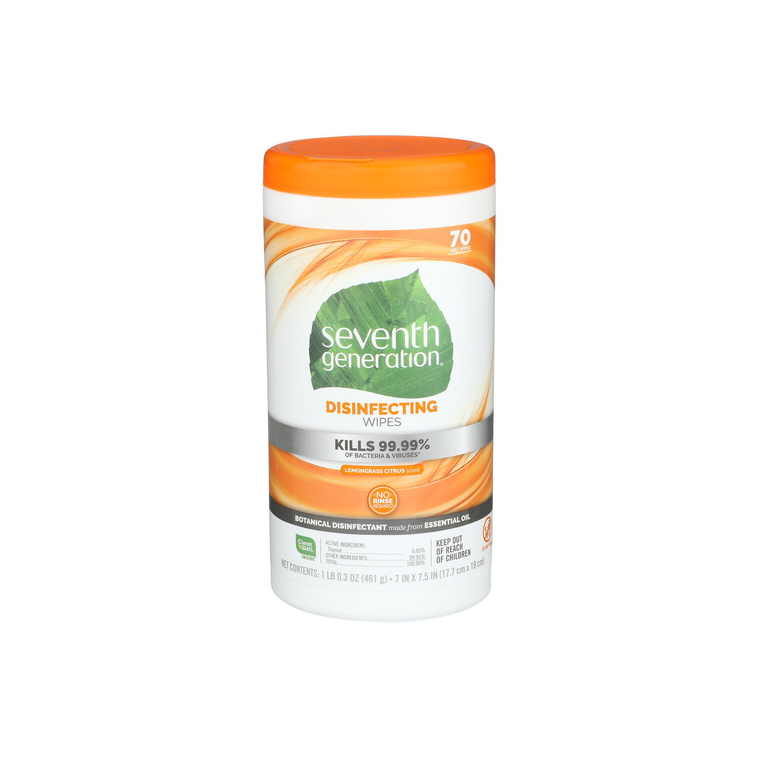 Seventh Generation Lemongrass Citrus Disinfecting Wipes Multi Surface - 0.233 Ounce - 70 Count Image 1 of 4