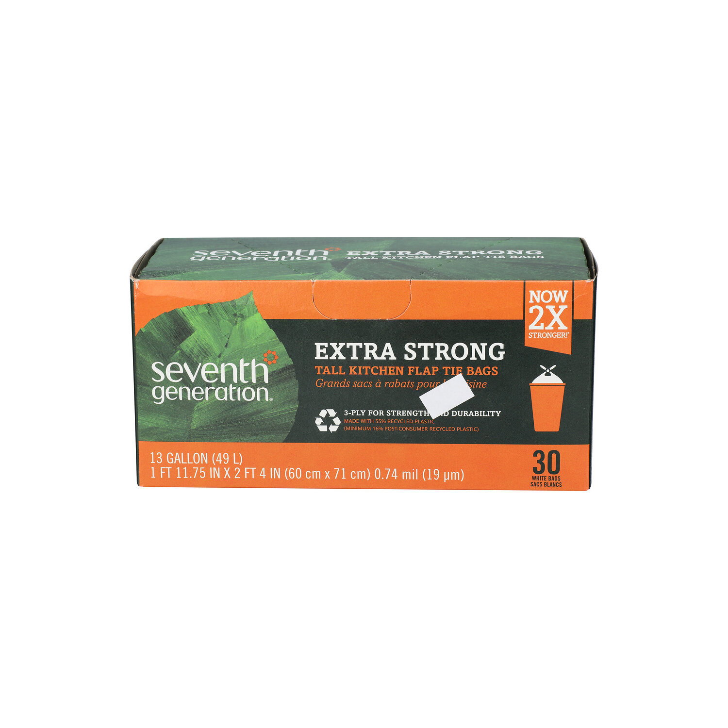 Seventh Generation Extra Strong Tall Kitchen Flap Tie Bags - 13 Gallon - 30 Count Image 1 of 2