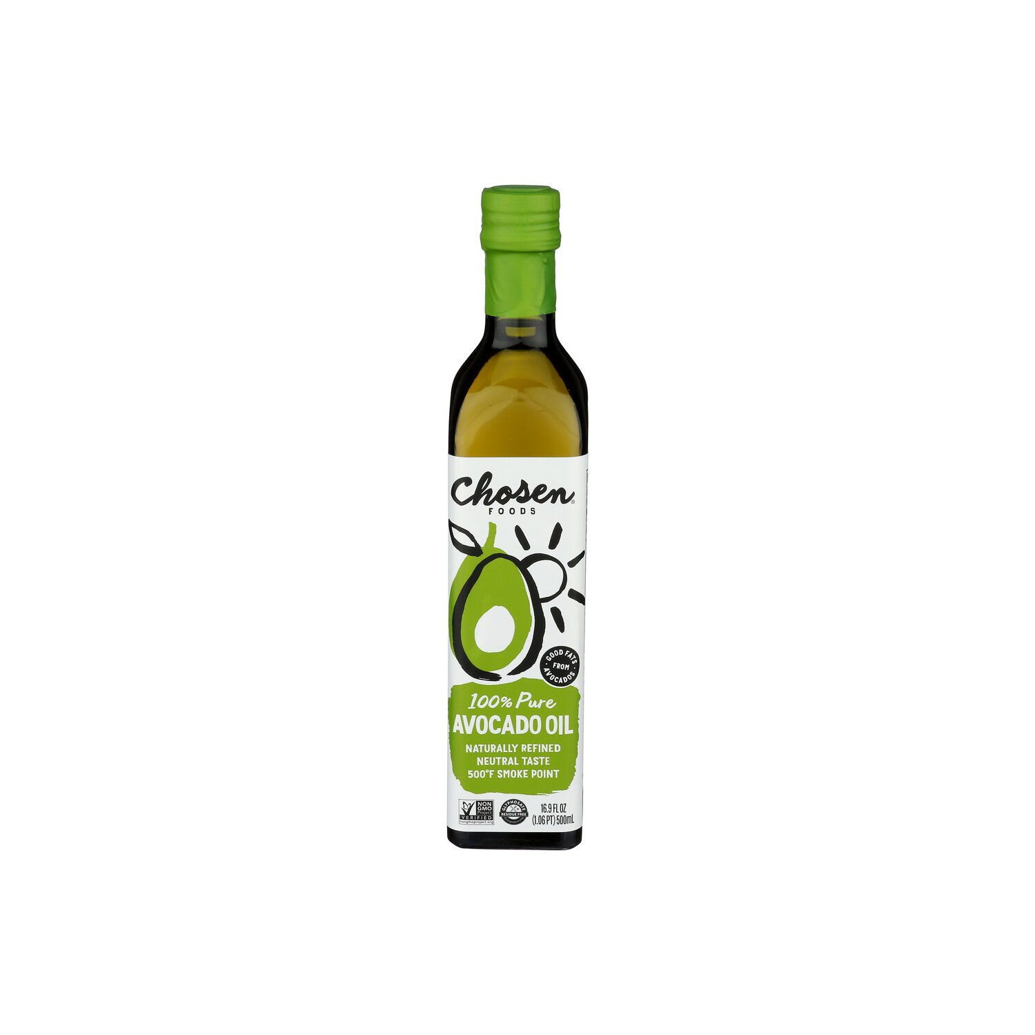 Chosen Foods Avocado Oil 100% Pure All Purpose Cooking - 16.9 Fluid Ounce Image 1 of 4