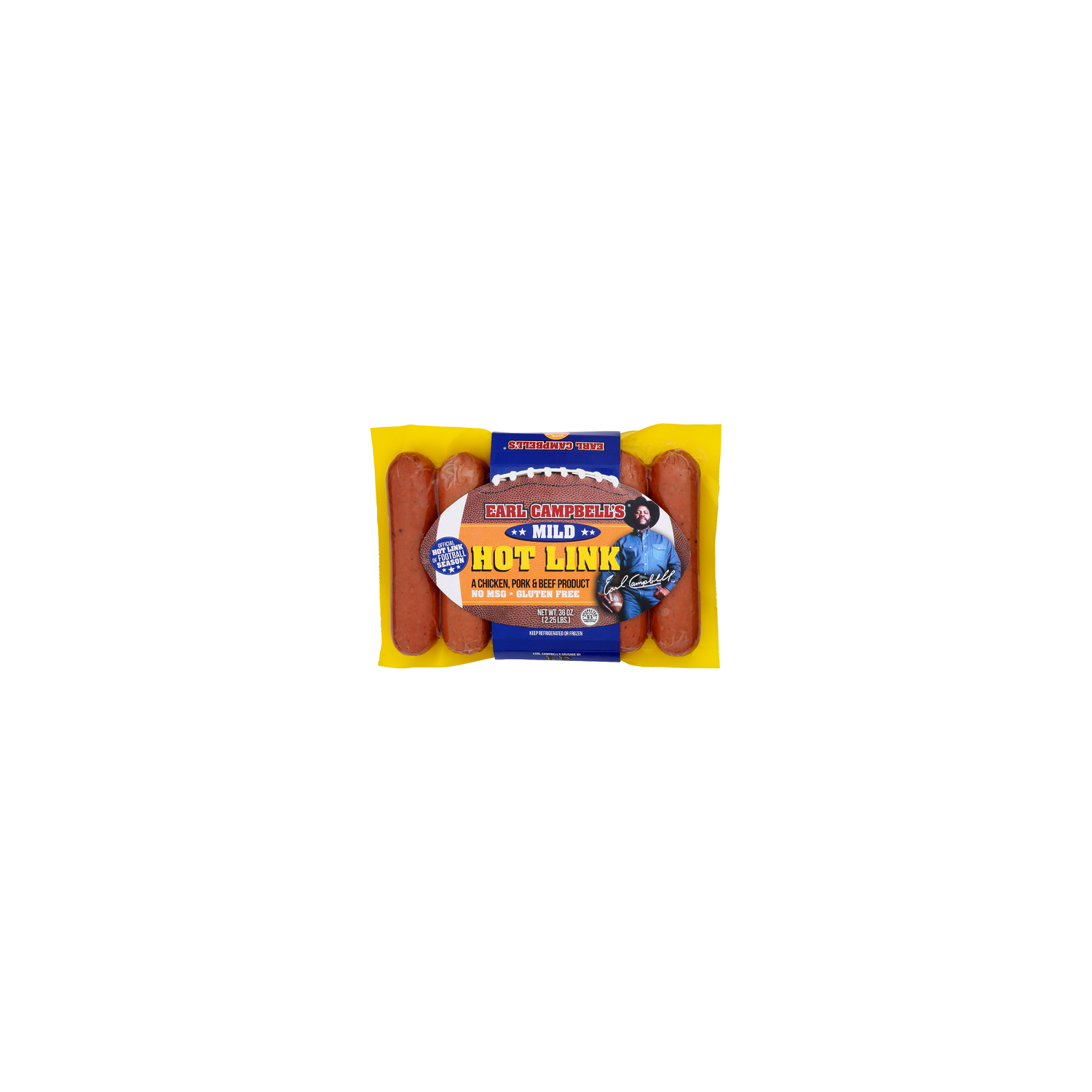 Earl CAMPBELL's A Chicken, Pork & Beef Product Mild Hot Link - 36 Ounce Image 1 of 4