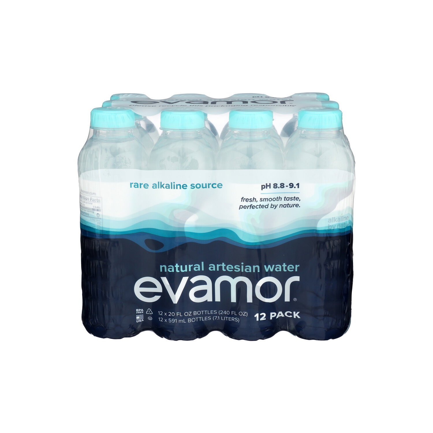 Evamor Artesian Alkaline Water - 20 Fluid Ounce - 12 Count Image 1 of 2
