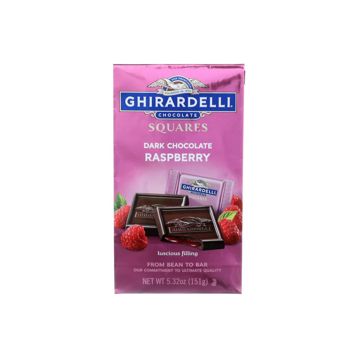 Ghirardelli Raspberry Squares Dark Chocolate 6 Dk Rasp Sq Sub Nest - 5.32 Ounce Image 1 of 4