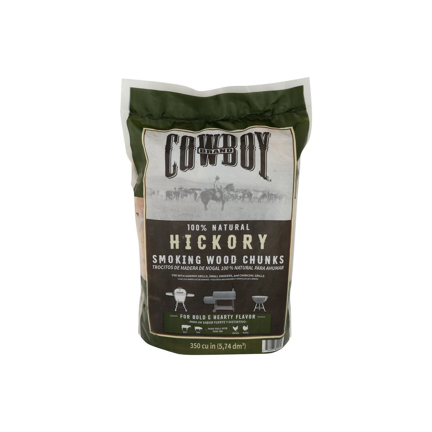 Cowboy Brand Hickory Smoking Wood Chunks - 350 Cubic inch Image 1 of 3