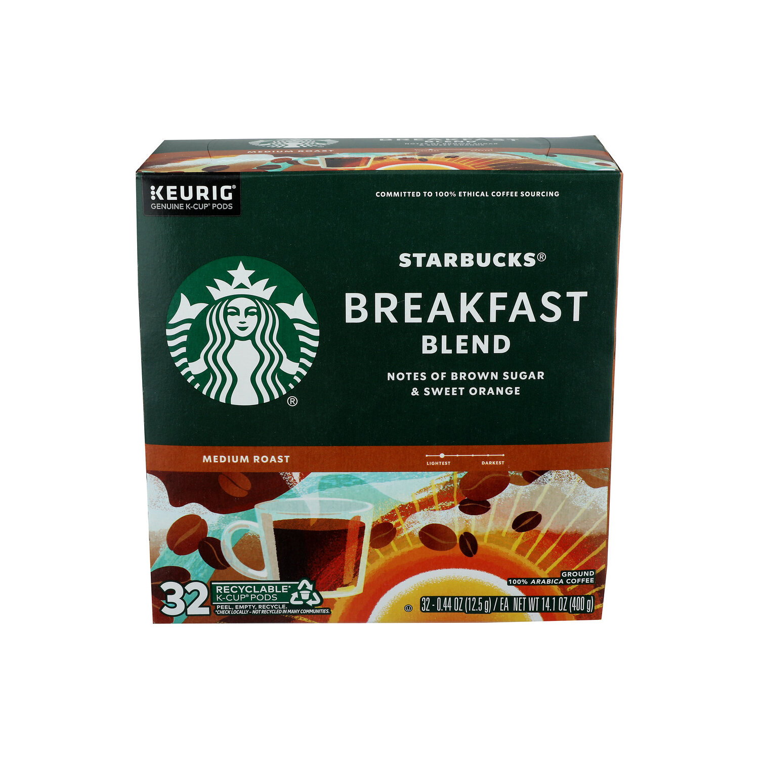 Starbucks Breakfast Blend Medium Roast Coffee K-Cup Pods - 0.441 Ounce - 32  Count - Brookshire's