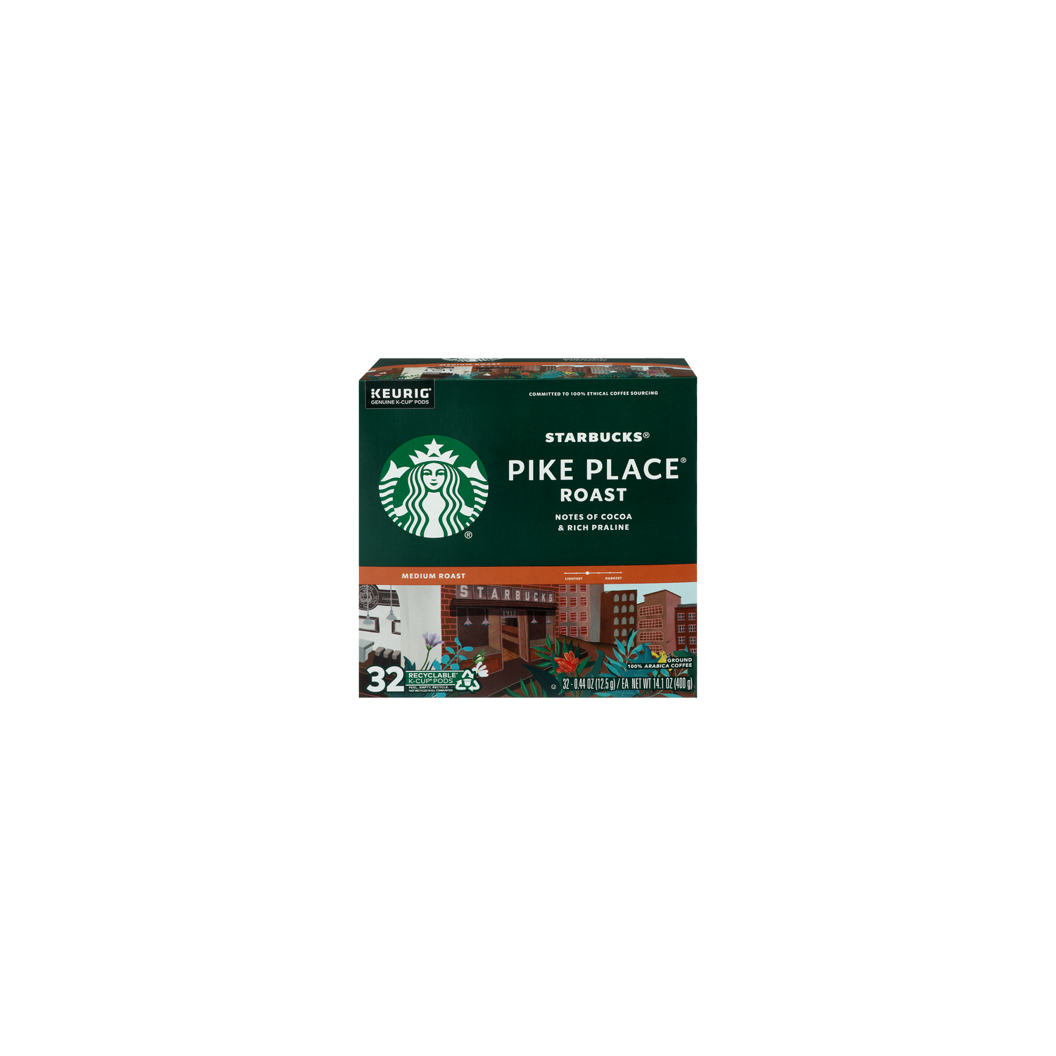 Starbucks Medium Roast Pike Place Keurig Genuine K-Cup Pods Ground 100% Arabica Coffee - 0.441 Ounce - 32 Count Image 1 of 3