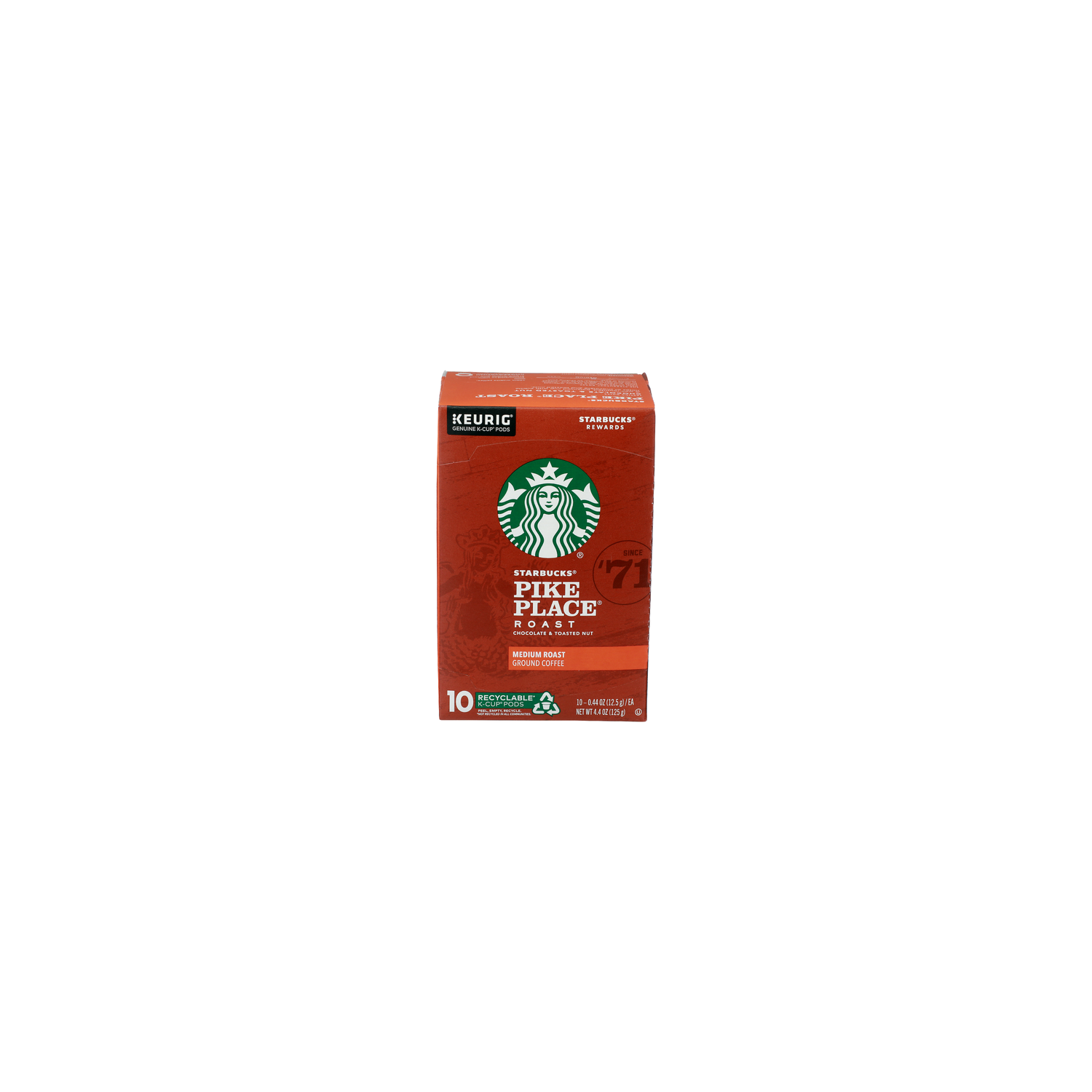 Starbucks Medium Roast Chocolate & Toasted Nut Keurig Genuine K-Cup Pods Pike Place Ground Coffee - 0.44 Ounce - 10 Count Image 1 of 3