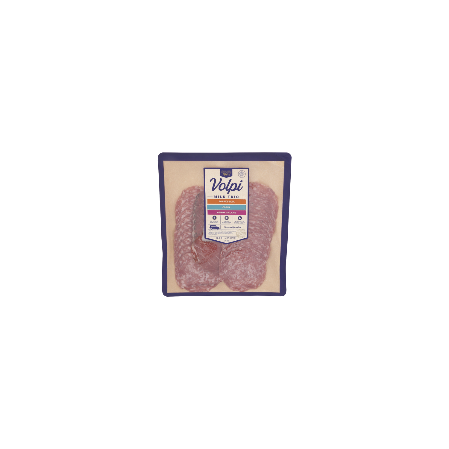 Volpi Sliced Mild Trio Sopressata Coppa Genoa Salame - 6 Ounce Image 1 of 4