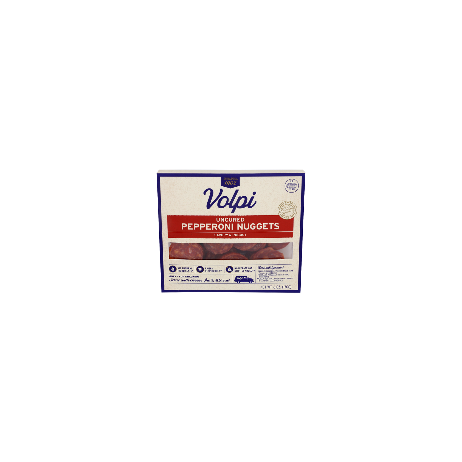 Volpi Sliced Uncured Pepperoni Nuggets - 6 Ounce Image 1 of 4