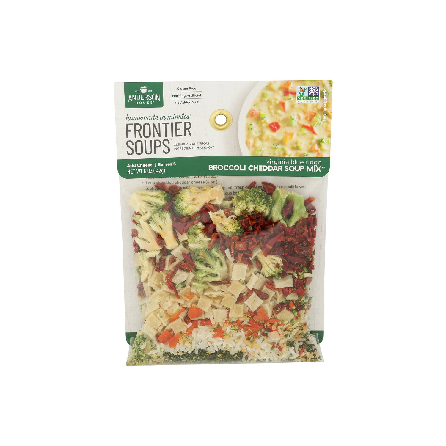Anderson House Broccoli Cheddar Soup Dry Mix Frontier Soups Virginia Blue Ridge - 5 Ounce Image 1 of 4