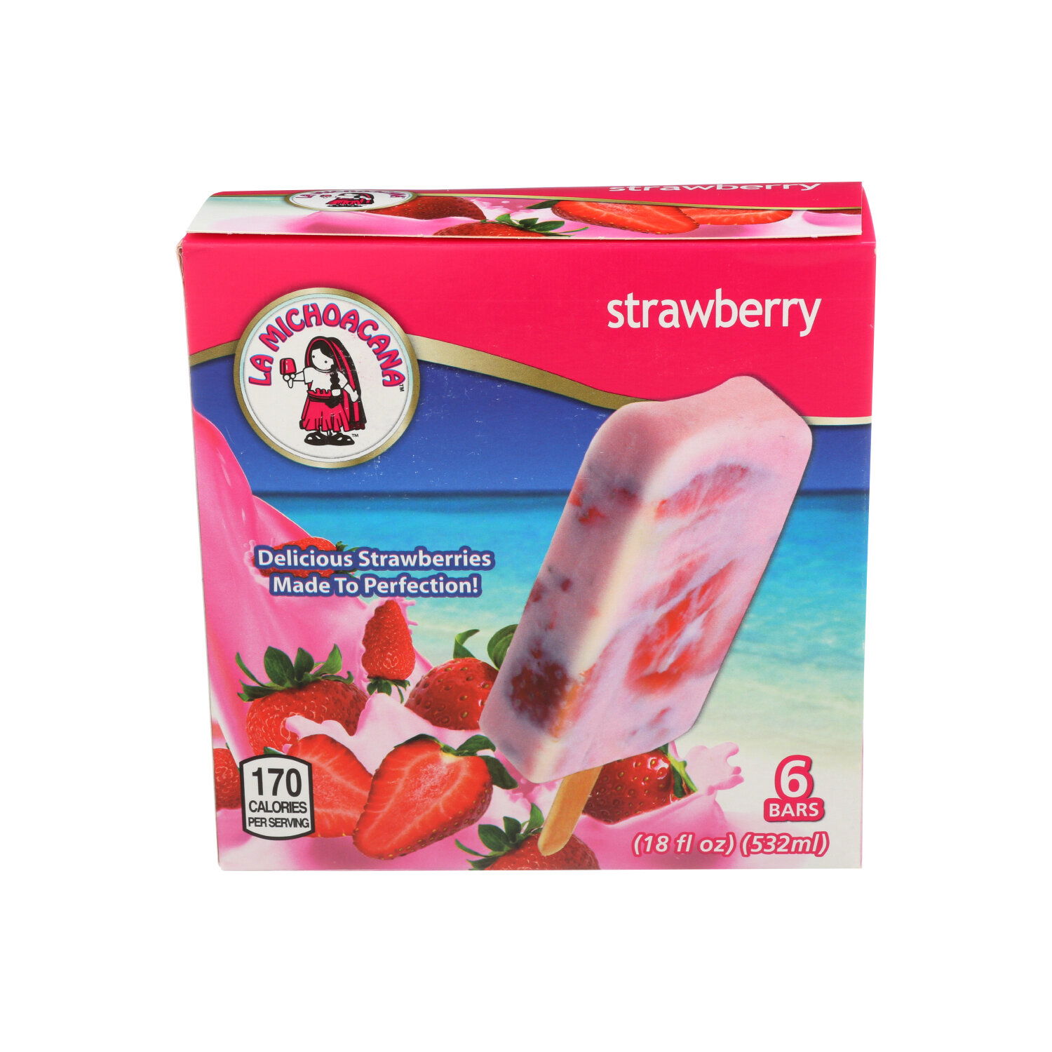 La Michoacana Strawberry Ice Cream Bar - 3 Fluid Ounce - 6 Count