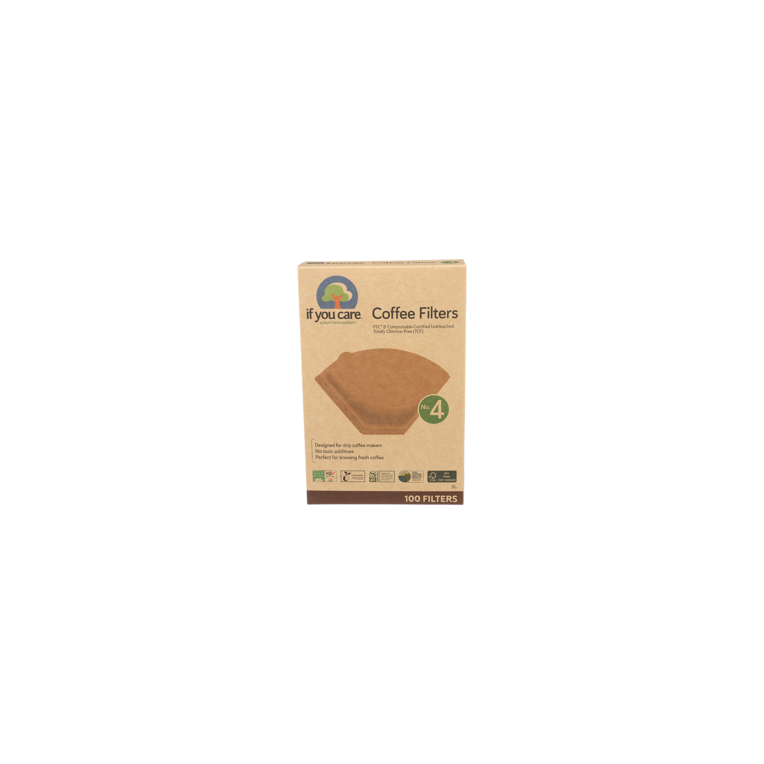 If You Care No. 4 Natural Brown Cone Coffee Filters - 100 Count Image 1 of 2