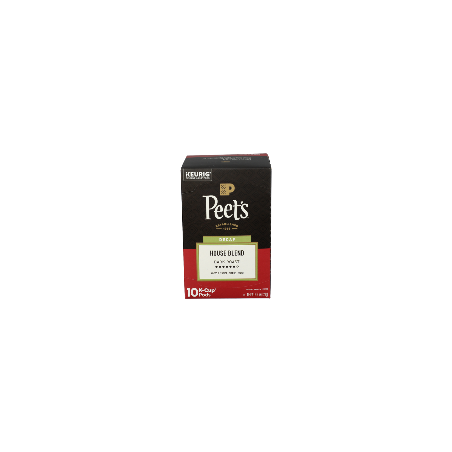 PEET's Coffee Decaf House Blend K-Cup Pods - 0.43 Ounce - 10 Count Image 1 of 3