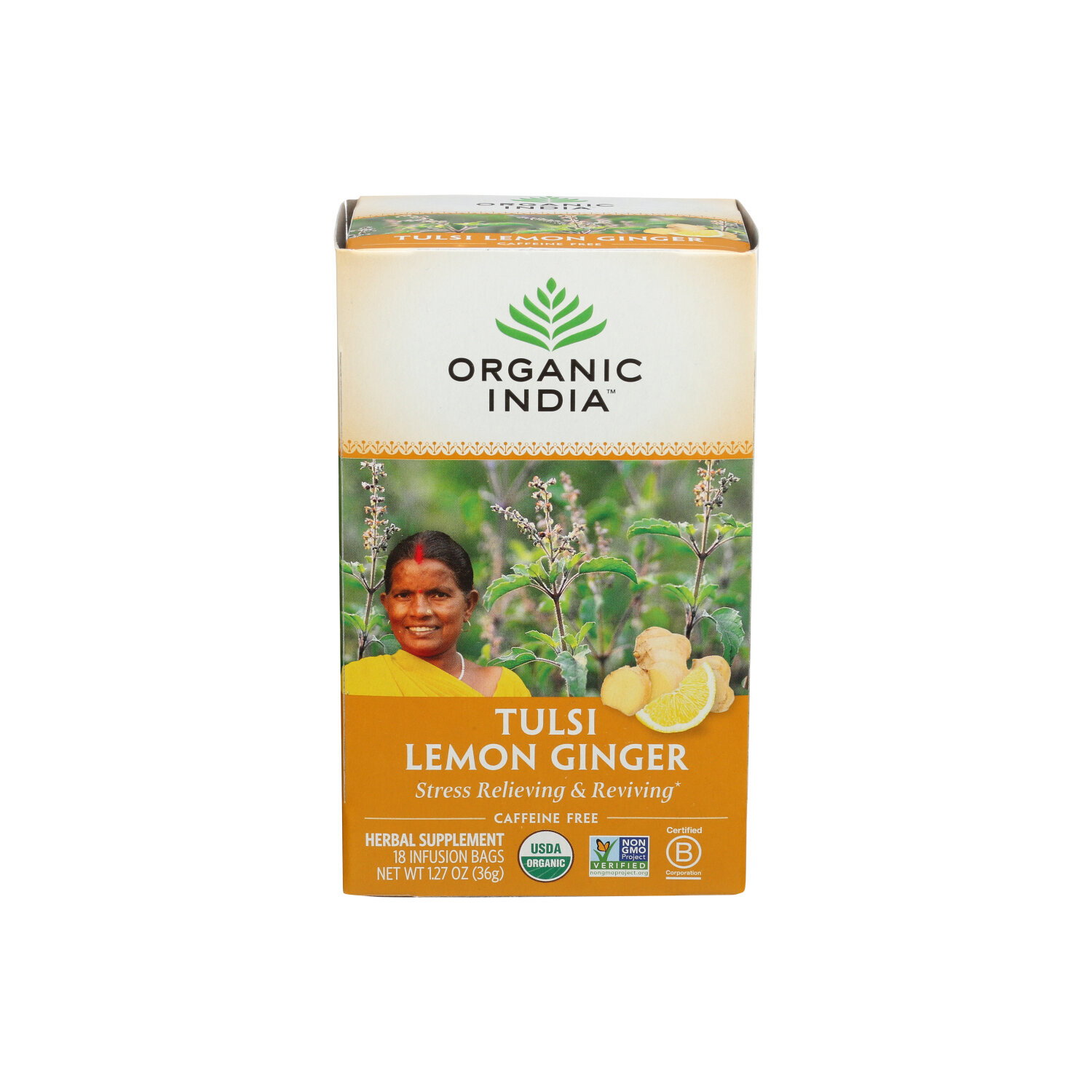 Organic India Tulsi Lemon Ginger - 0.071 Ounce - 18 Count Image 1 of 2