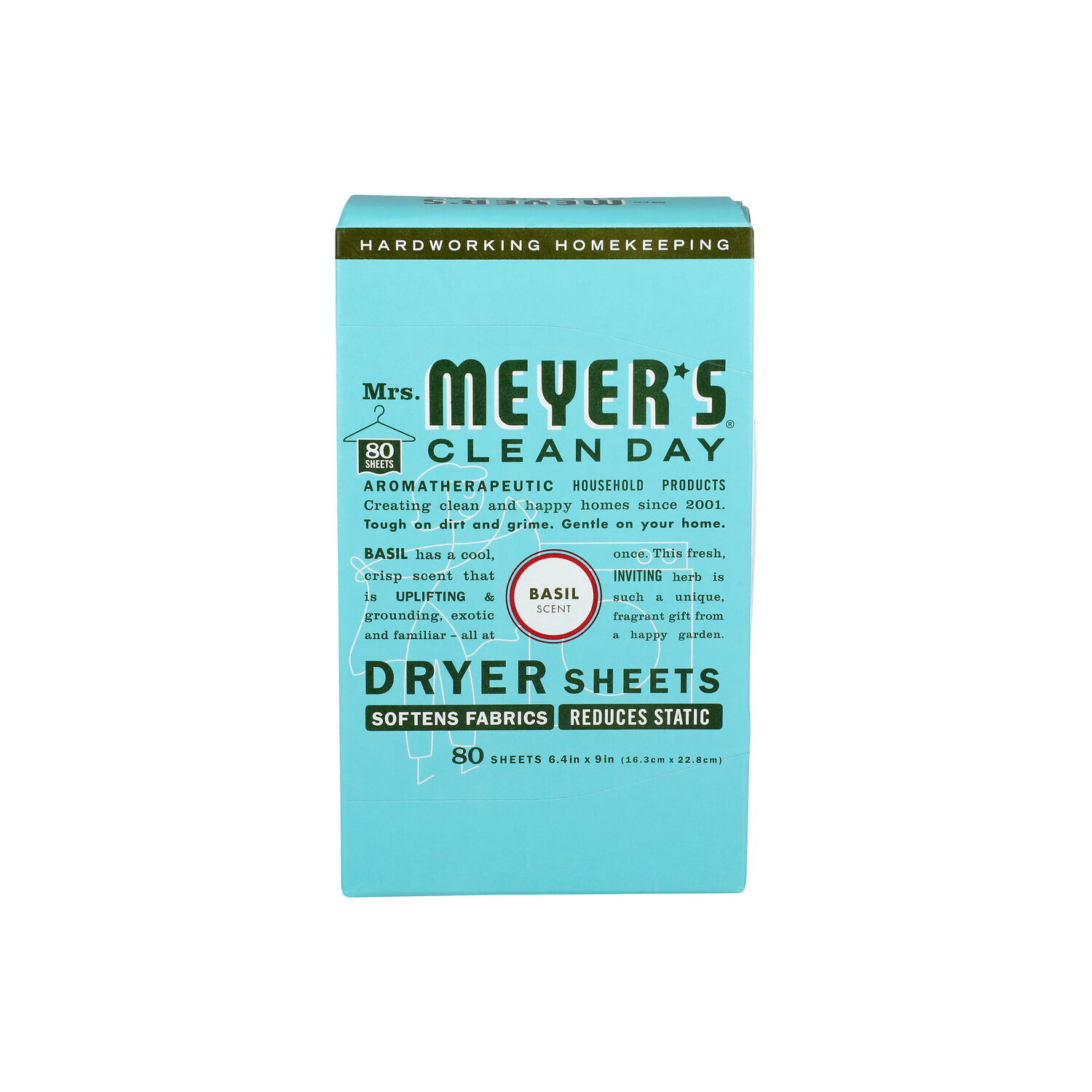 MRS. MEYER's Clean Day Basil Dryer Sheets Scent - 80 Count Image 1 of 3