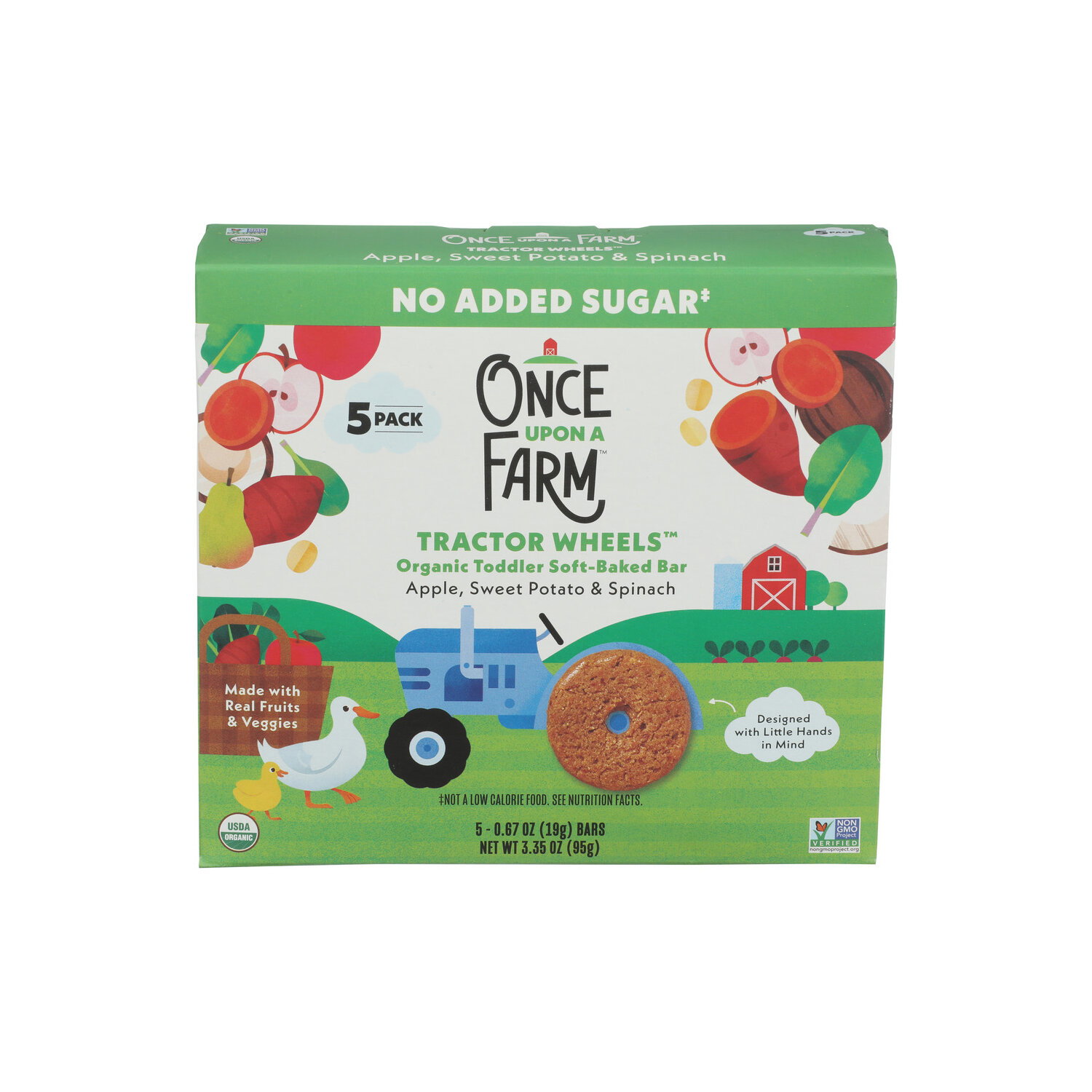 ONCE UPON A FARM Organic Apple, Sweet Potato & Spinach Tractor Wheels Toddler Soft-Baked Bar - 0.67 Ounce - 5 Count Image 1 of 4