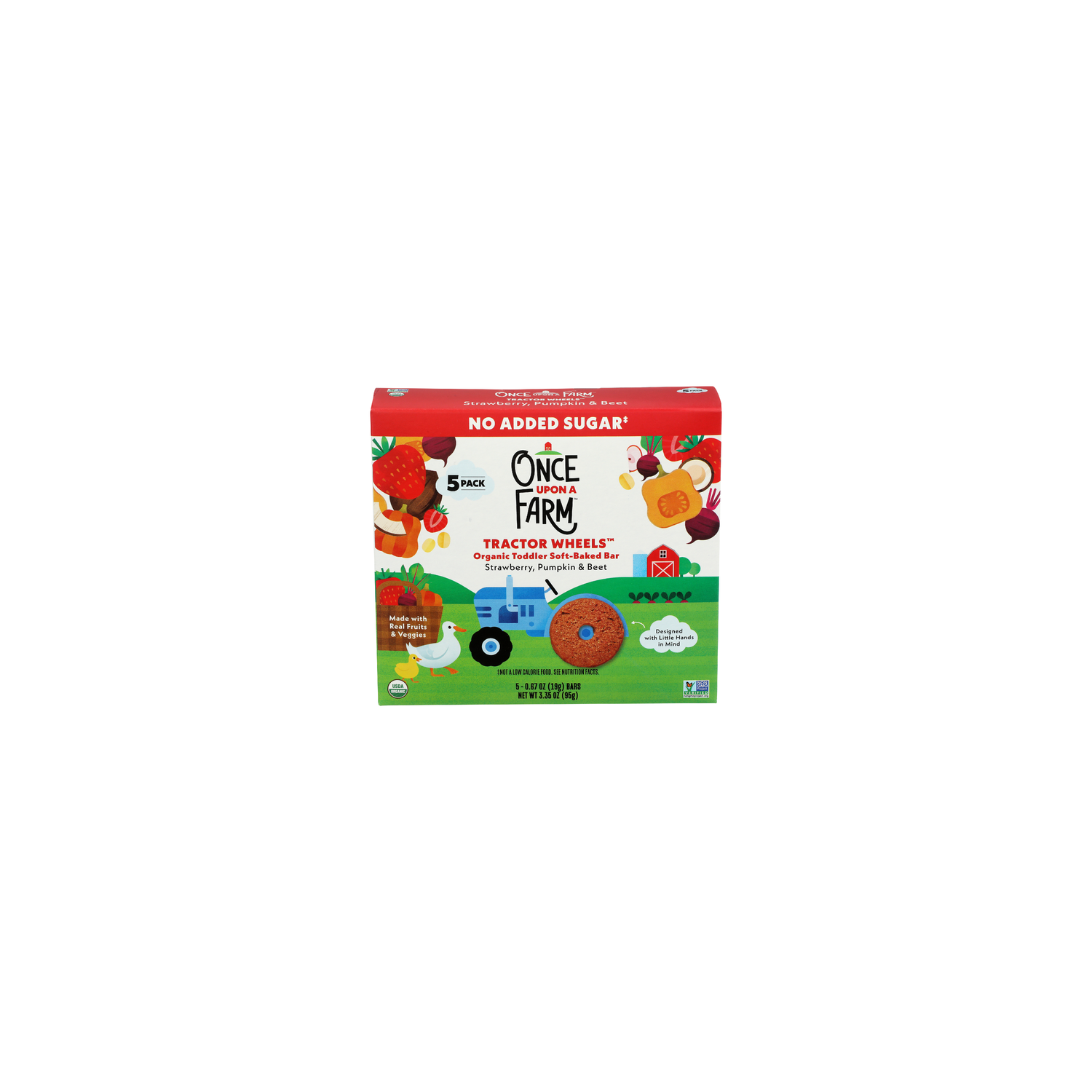Once Upon A Farm Strawberry, Pumpkin & Beet Tractor Wheels Org Toddler Soft-Baked Bar - 0.67 Ounce - 5 Count Image 1 of 4