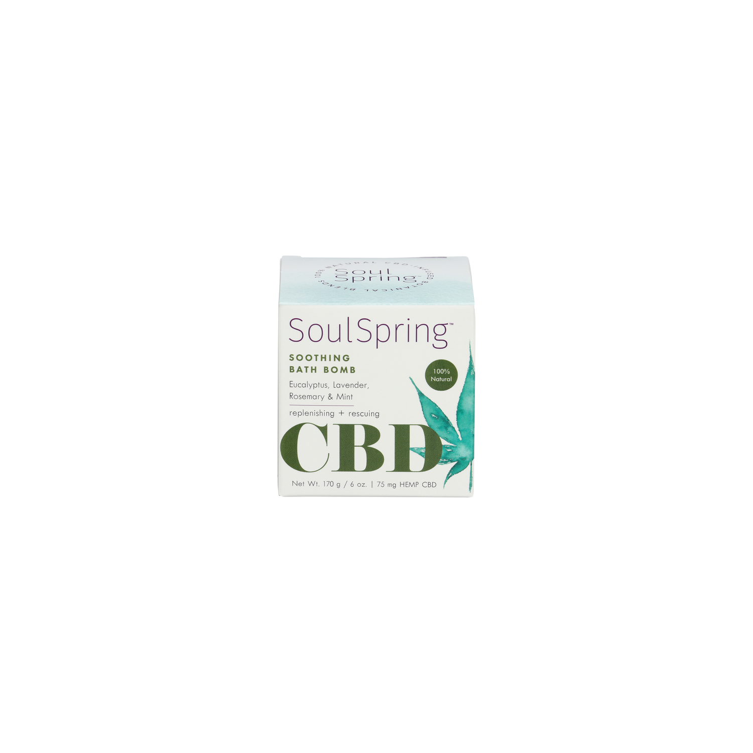 Soulspring Eucalypus, Rosemary Mint Bath Bomb Soothing Cbd - 6 Ounce Image 1 of 3
