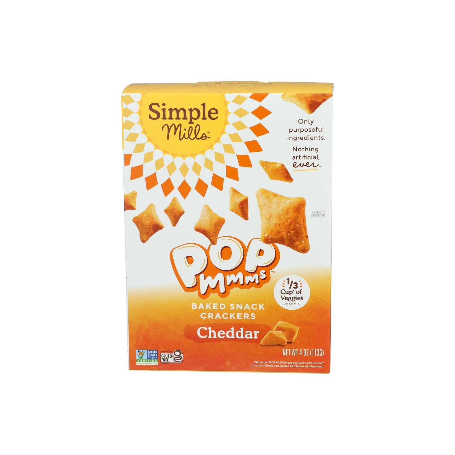 Simple Mills Cheddar Pop Mmms Veggie Flour Baked Snack Crackers - 4 Ounce Image 1 of 4
