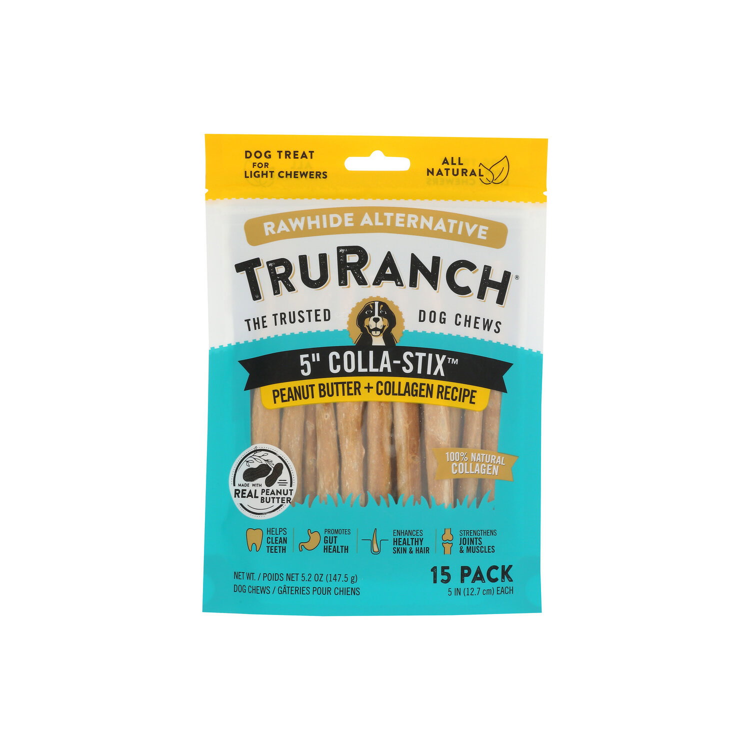 TruRanch Peanut Butter & Collagen Stix Dog Chews - 0.347 Ounce - 15 Count Image 1 of 2