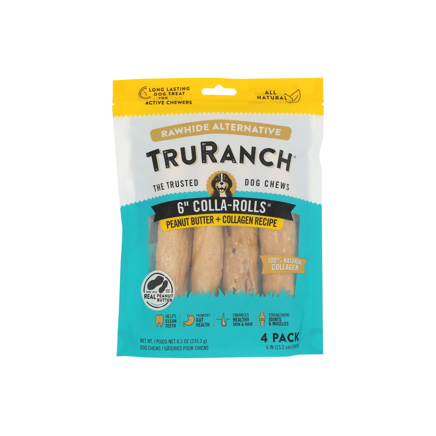 TruRanch Peanut Butter & Collagen Roll Dog Chews - 2.075 Ounce - 4 Count Image 1 of 2