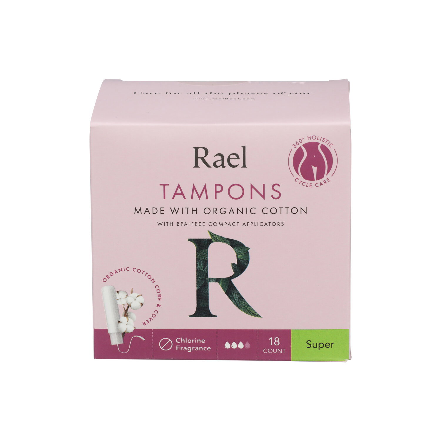 Rael Beauty Compact Tampons Super Organic Cotton With Applicators - 18 Count Image 1 of 3