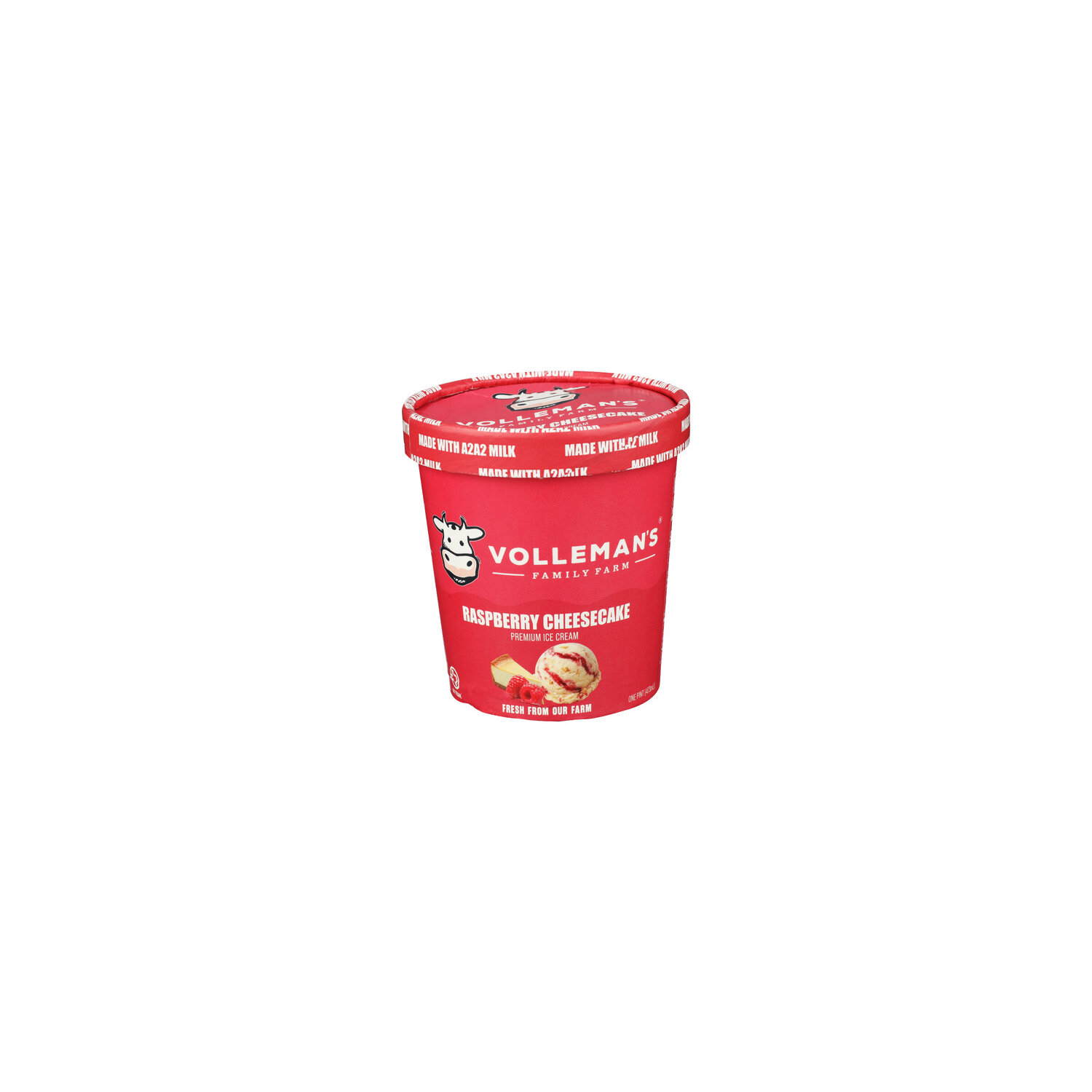 VOLLEMAN's Family Farm Raspberry Cheesecake Ice Cream - 1 Pint Image 1 of 4