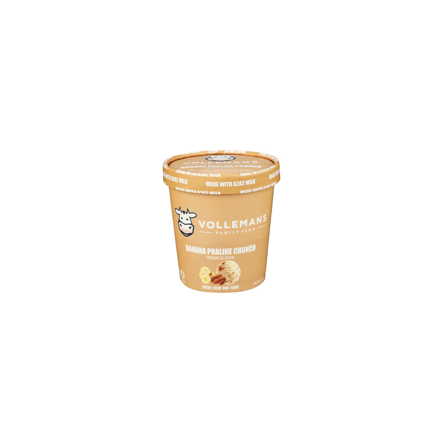 VOLLEMAN's Family Farm Banana Praline Crunch Ice Cream - 1 Pint Image 1 of 4