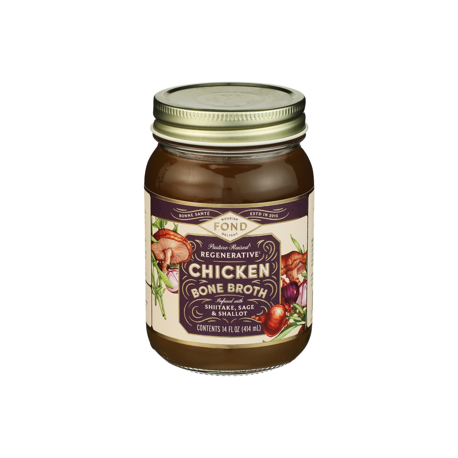 Fond Shiitake, Shallot, Sage Youth Tonic Organic Chicken Bone Broth - 14 Fluid Ounce Image 1 of 4