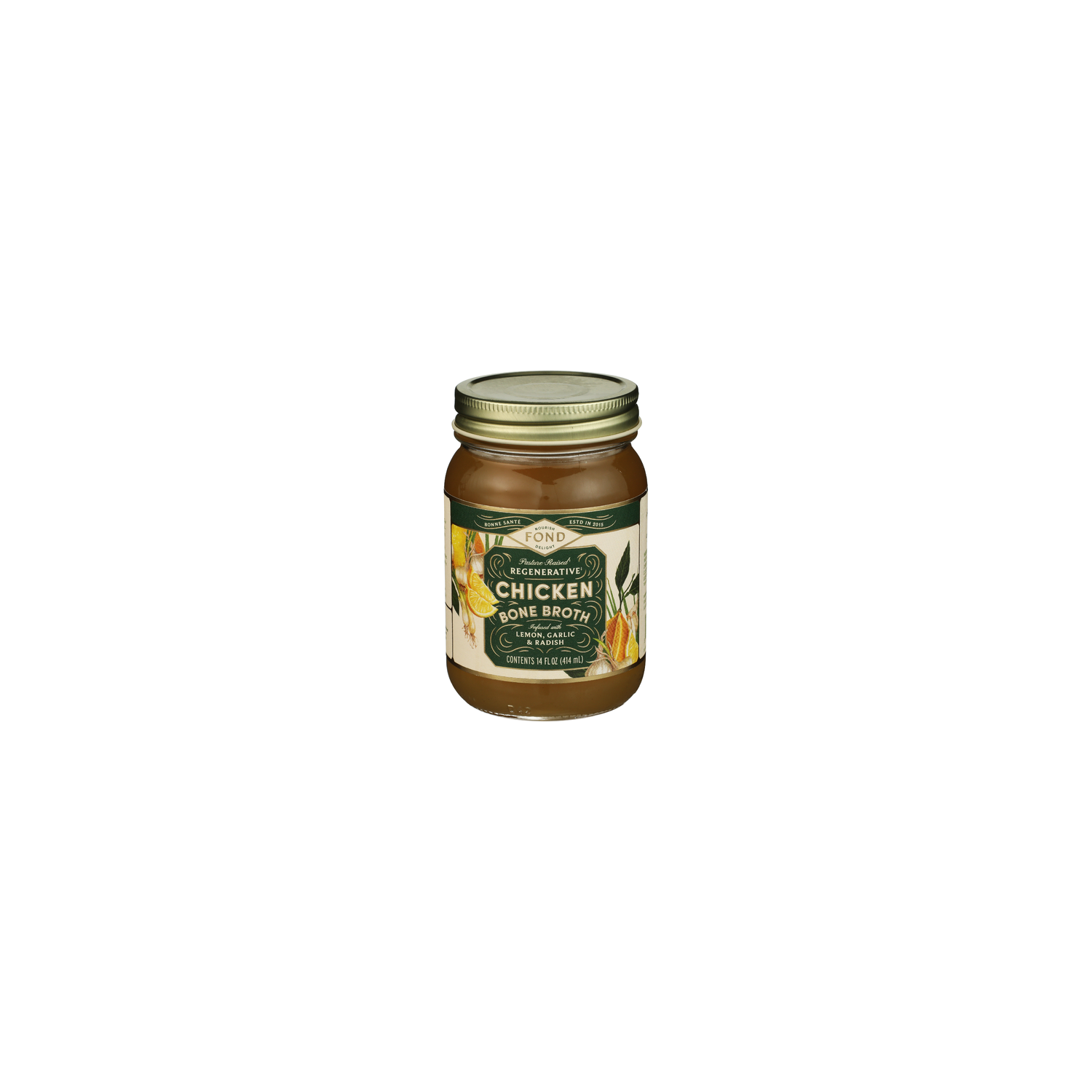 Fond Lemon, Radish, Onion, Garlic Spring Clean Organic Chicken Bone Broth - 14 Fluid Ounce Image 1 of 4