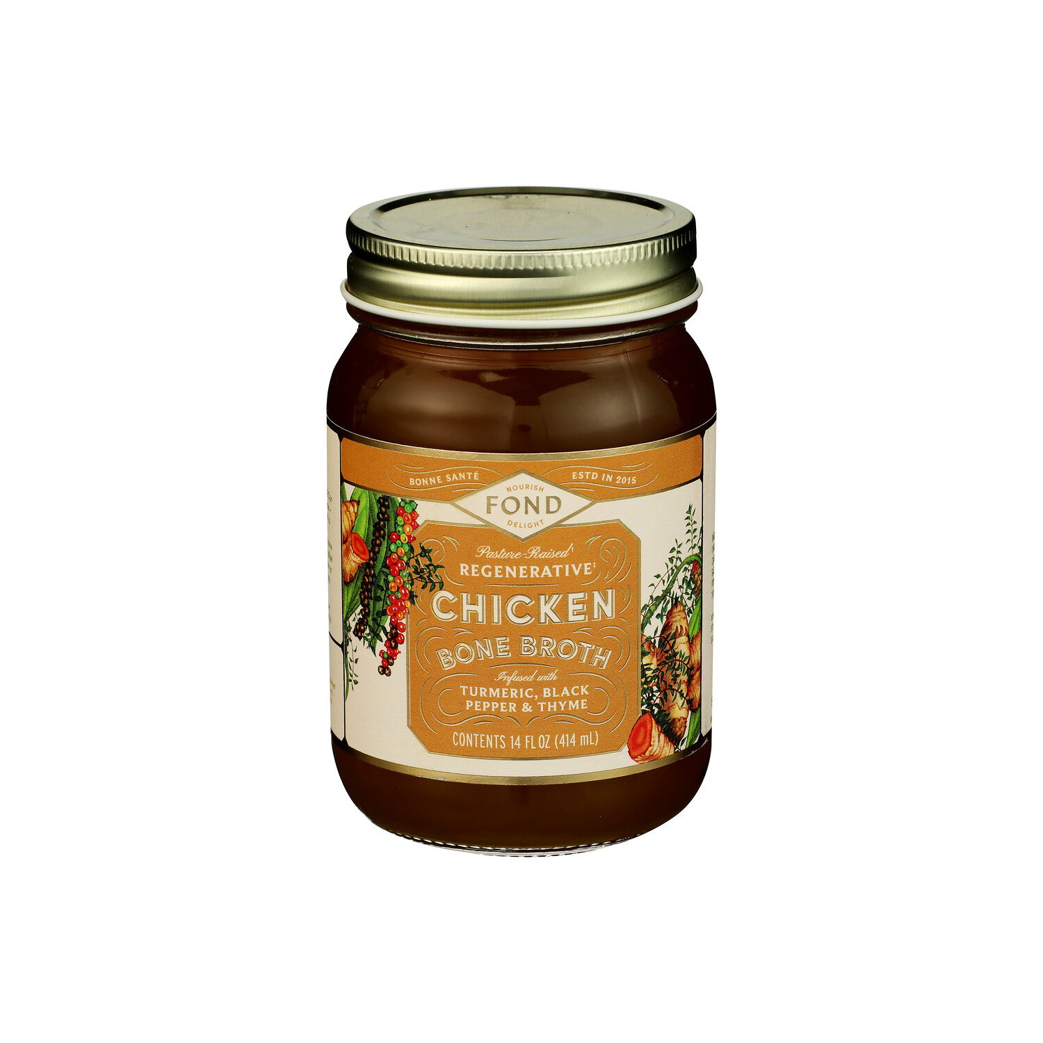 Fond Turmeric, Thyme, Black Pepper Liquid Light Organic Chicken Bone Broth - 14 Fluid Ounce Image 1 of 4