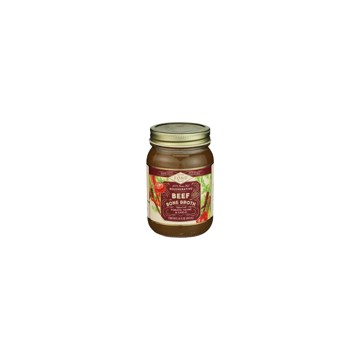 Fond Tomato, Thyme, Garlic Firstade Organic Grass-Fed Beef Bone Broth - 14 Fluid Ounce Image 1 of 4