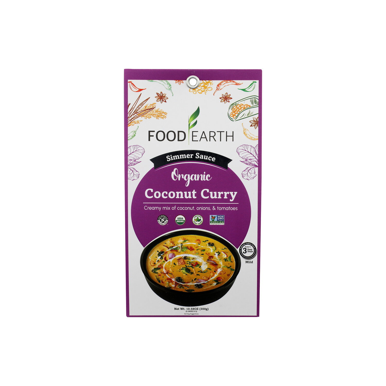 Food Earth Organic Coconut Curry Simmer Sauce - 5.29 Ounce - 2 Count Image 1 of 4