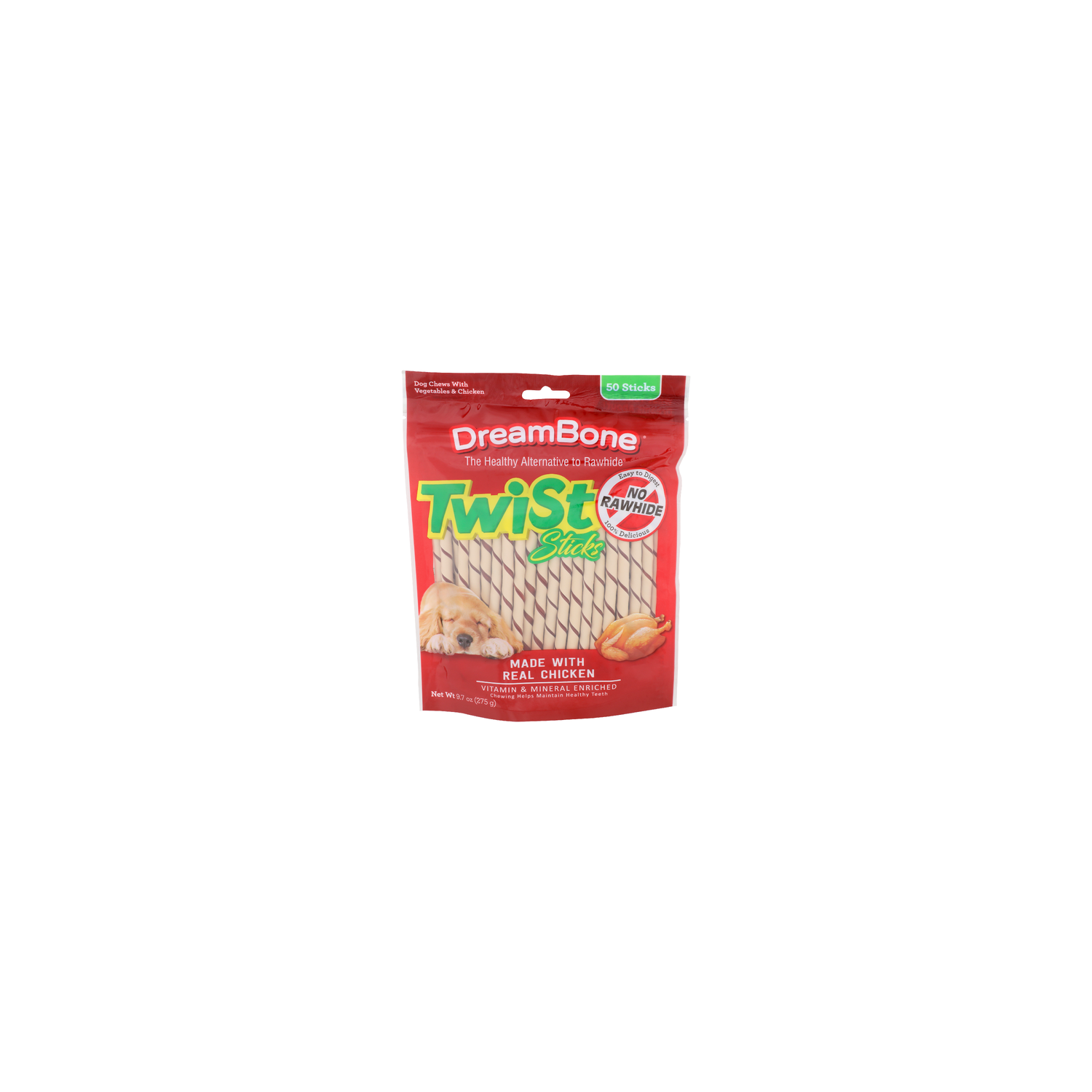 Dreambone Twist Sticks Dog Chews With Vegetables & Chicken - 0.194 Ounce - 50 Count Image 1 of 4
