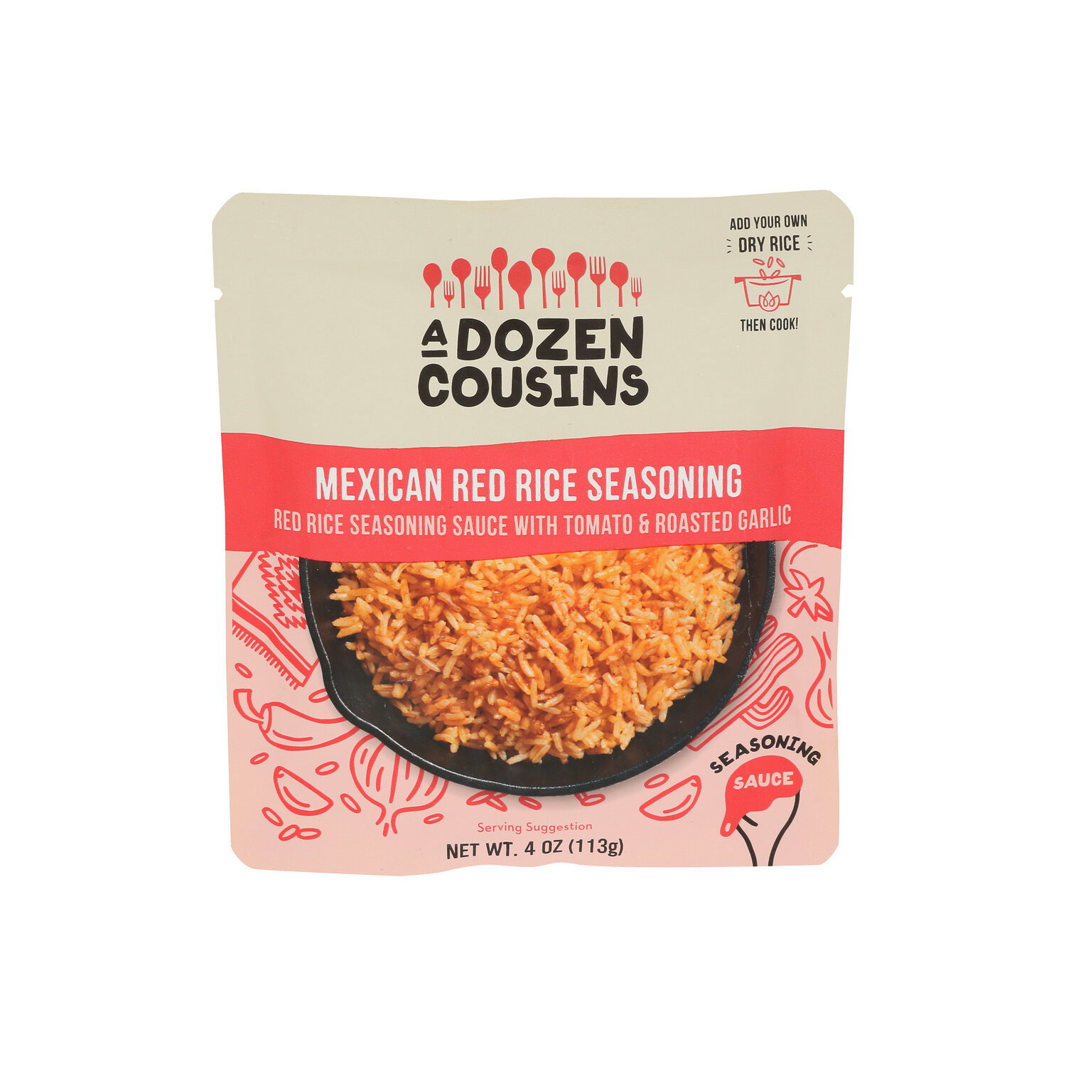 A Dozen Cousins Red Rice Seasoning Sauce With Tomato & Roasted Garlic Mexican - 4 Ounce Image 1 of 4