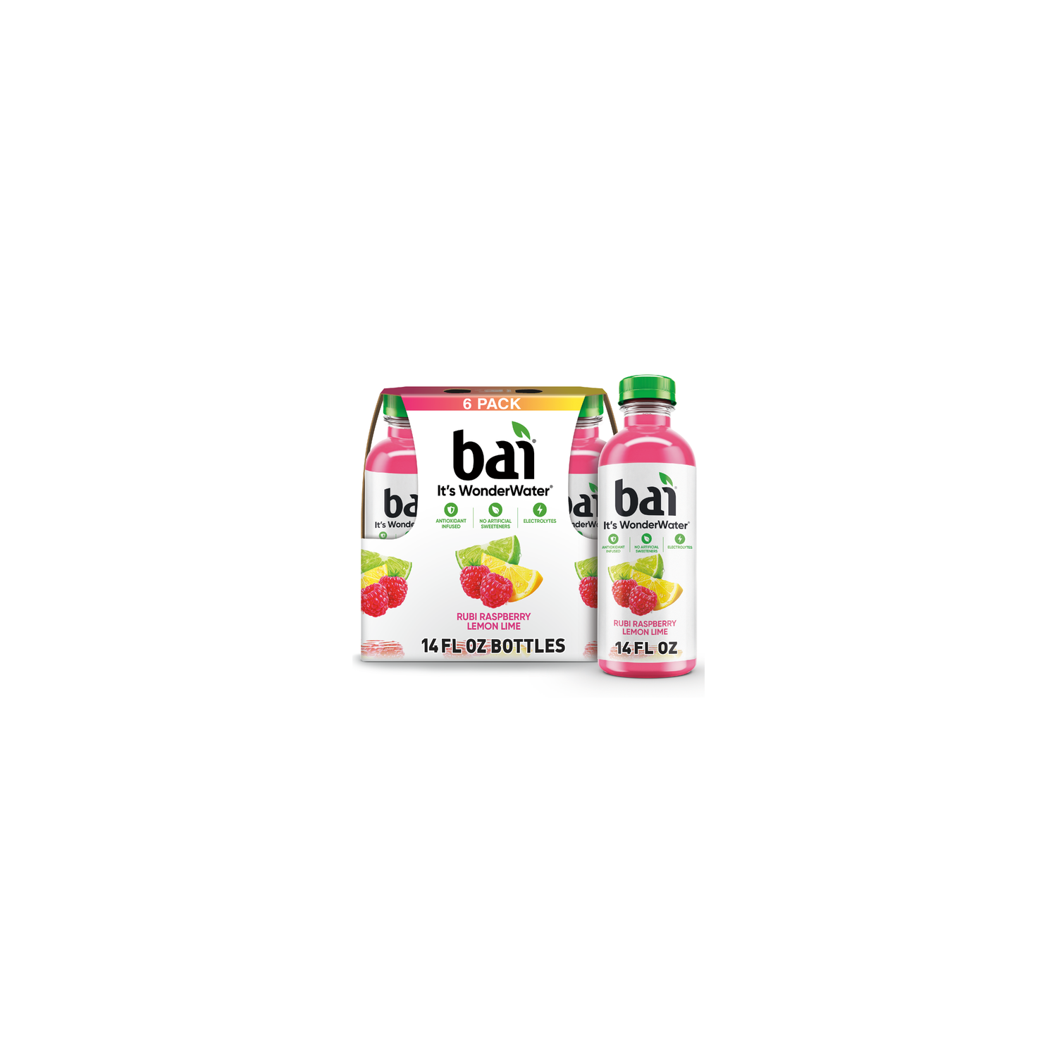 bai It's Wonder Water Raspberry Lemon Lime Infused Water - 2.333 Fluid Ounce - 6 Count Image 1 of 3