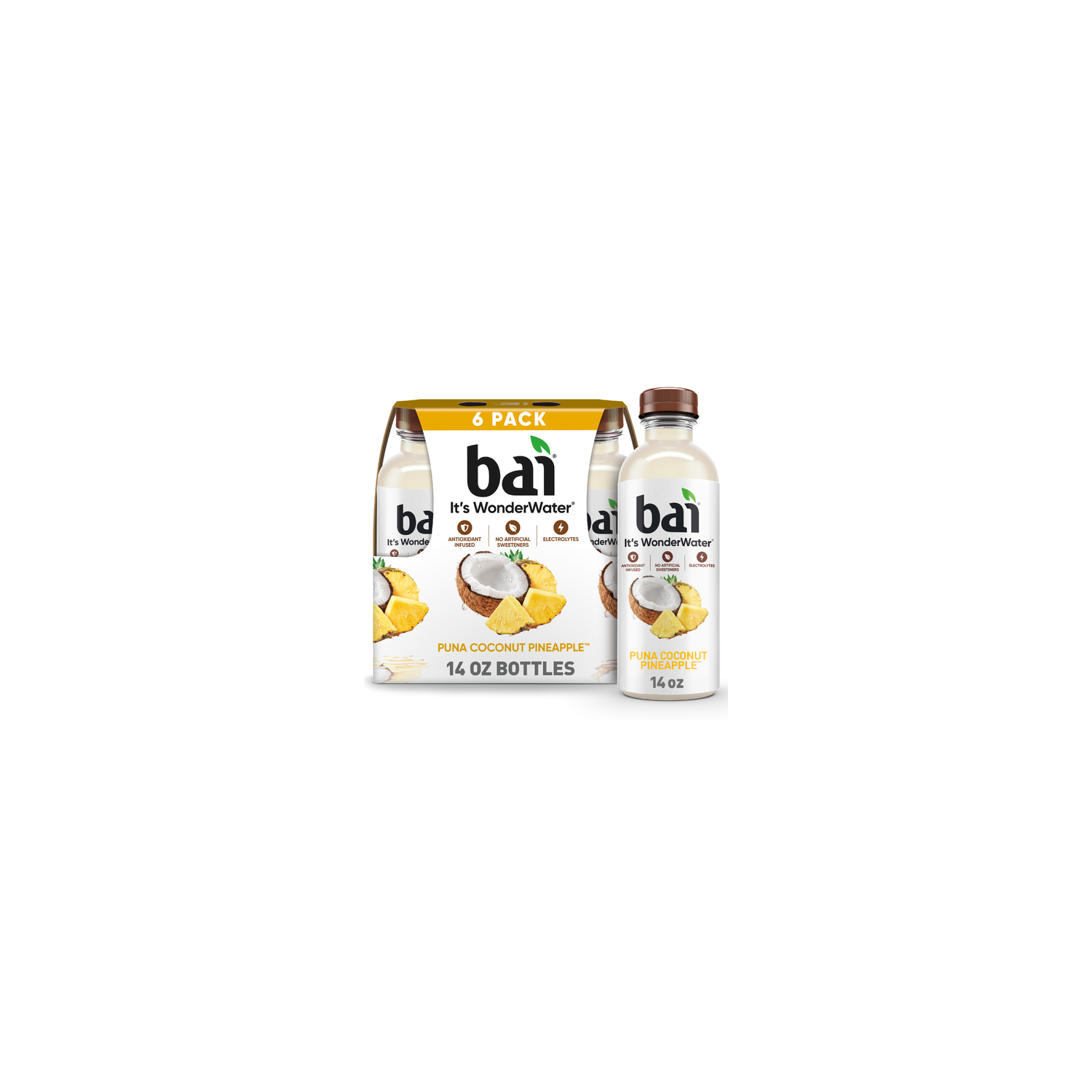 bai It's Wonder Water Puna Coconut Pineapple Infused Water - 2.333 Fluid Ounce - 6 Count Image 1 of 3