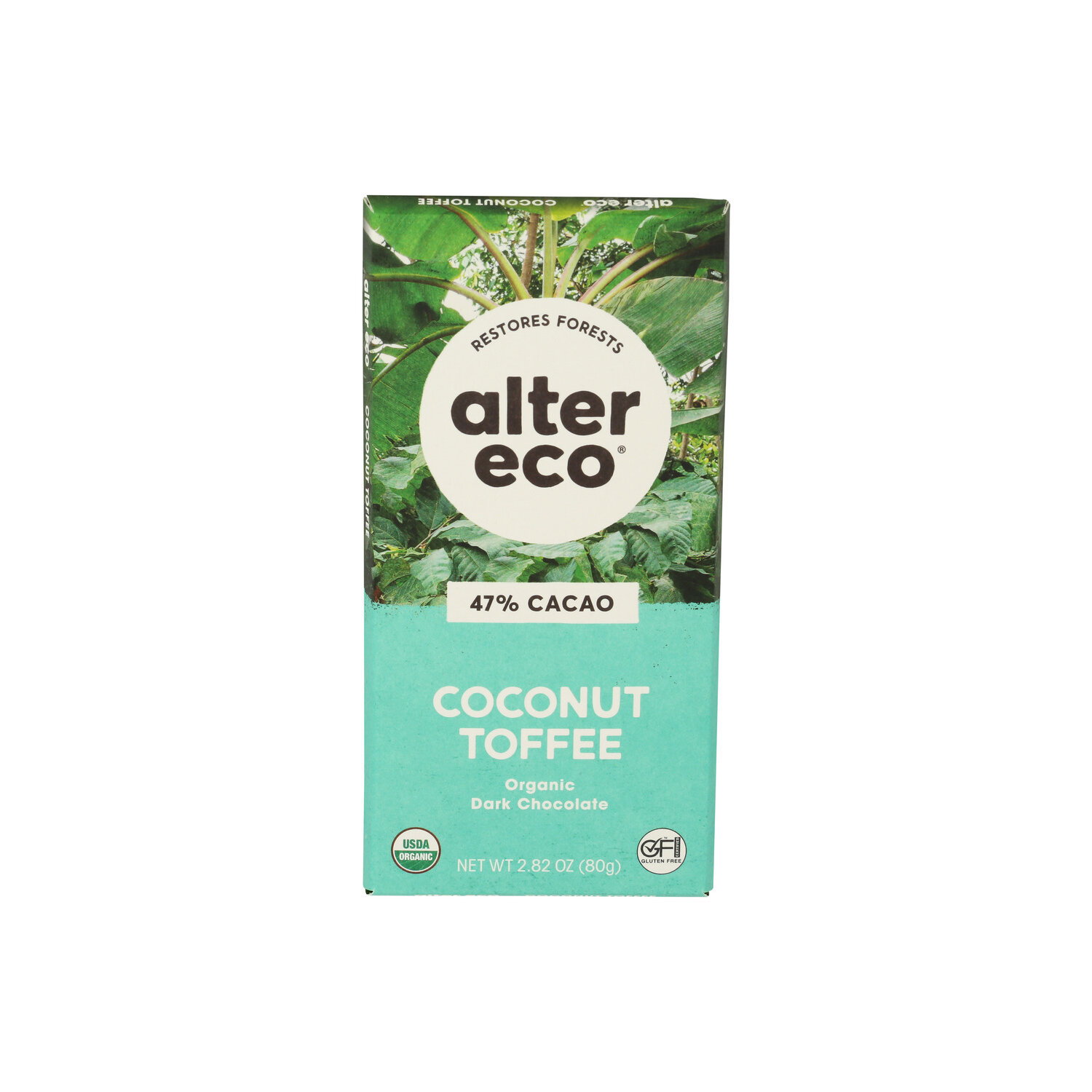 Alter Eco Chocolate Coconut Toffee 47% Cacao Organic Dark Bar - 2.82 Ounce Image 1 of 4