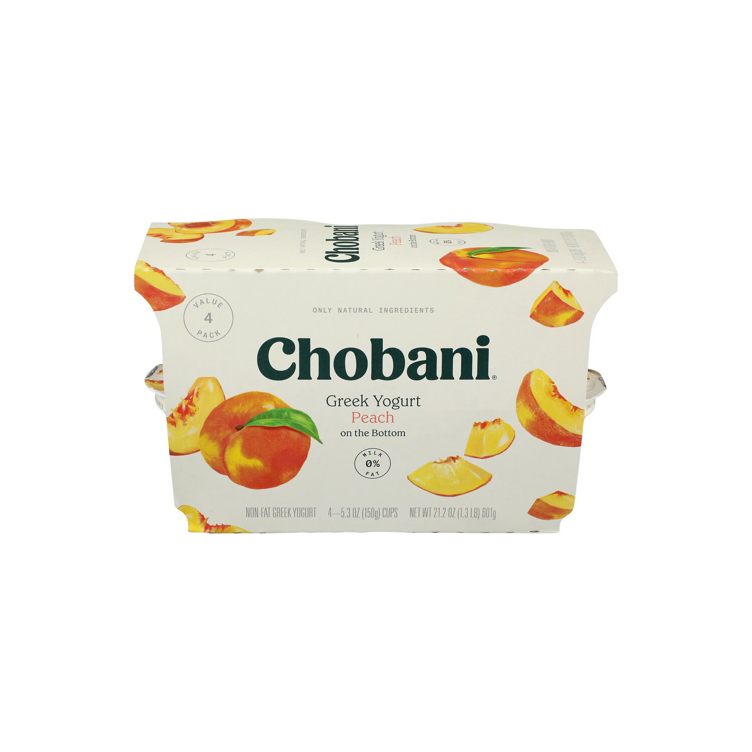 Chobani Peach Non-Fat Greek Yogurt On The Bottom 4-Pack - 5.3 Ounce - 4 Count Image 1 of 4