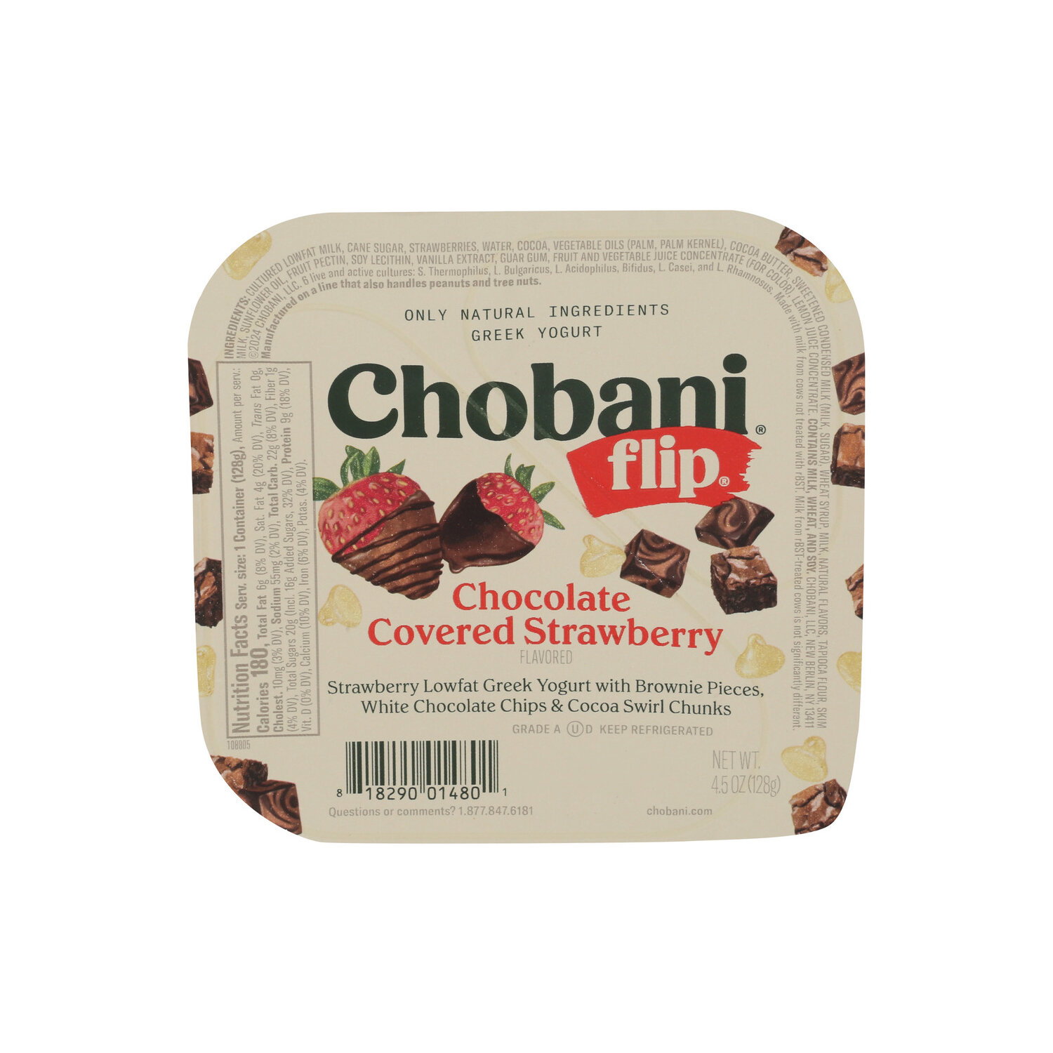 Chobani Yogurt Flip Low-Fat Greek Chocolate Covered Strawberry 4PK