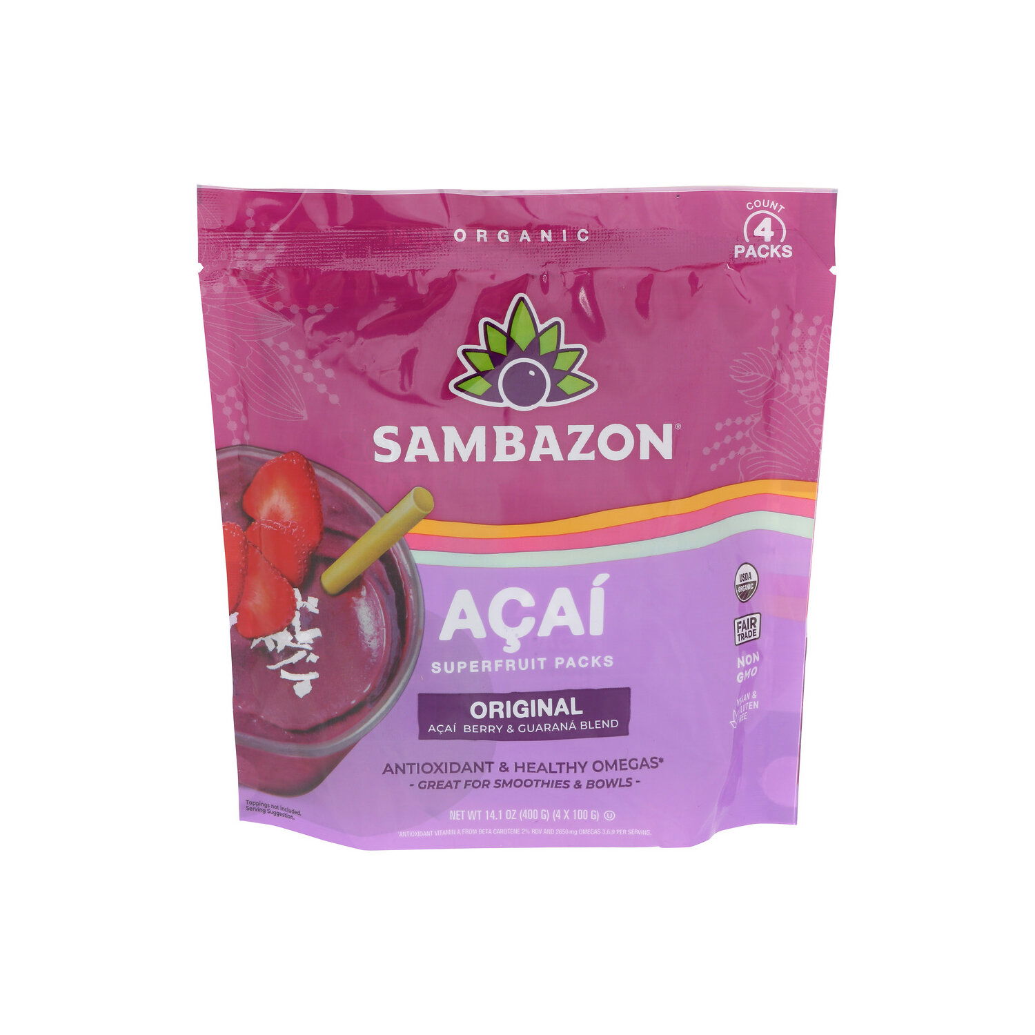Sambazon Acai Berries Frozen Smoothie Pack - 3.525 Ounce - 4 Count